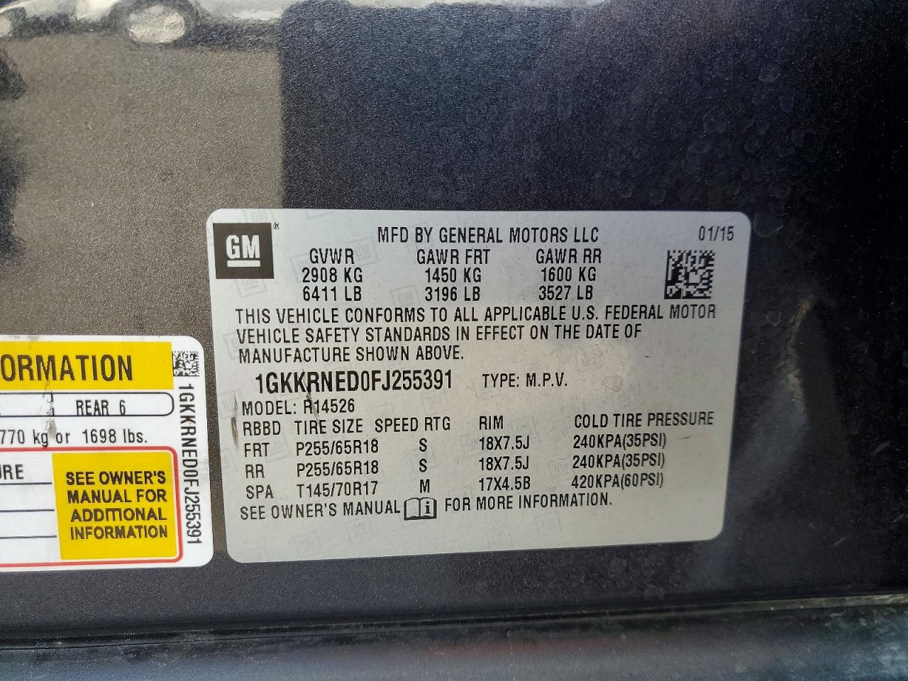 2015 Gmc Acadia Sle Угольный vin: 1GKKRNED0FJ255391