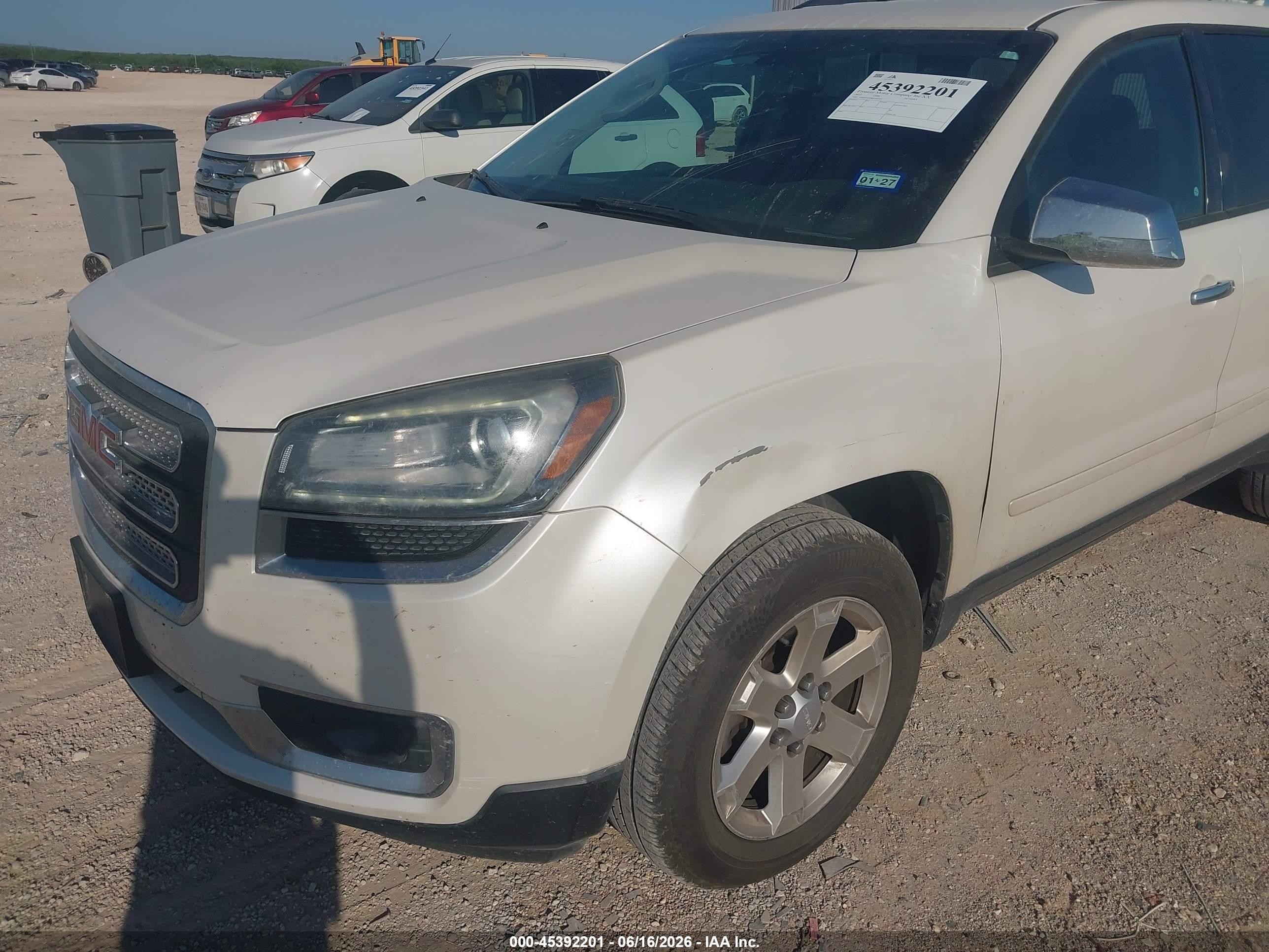 2015 Gmc Acadia Sle-1 White vin: 1GKKRNED0FJ302709