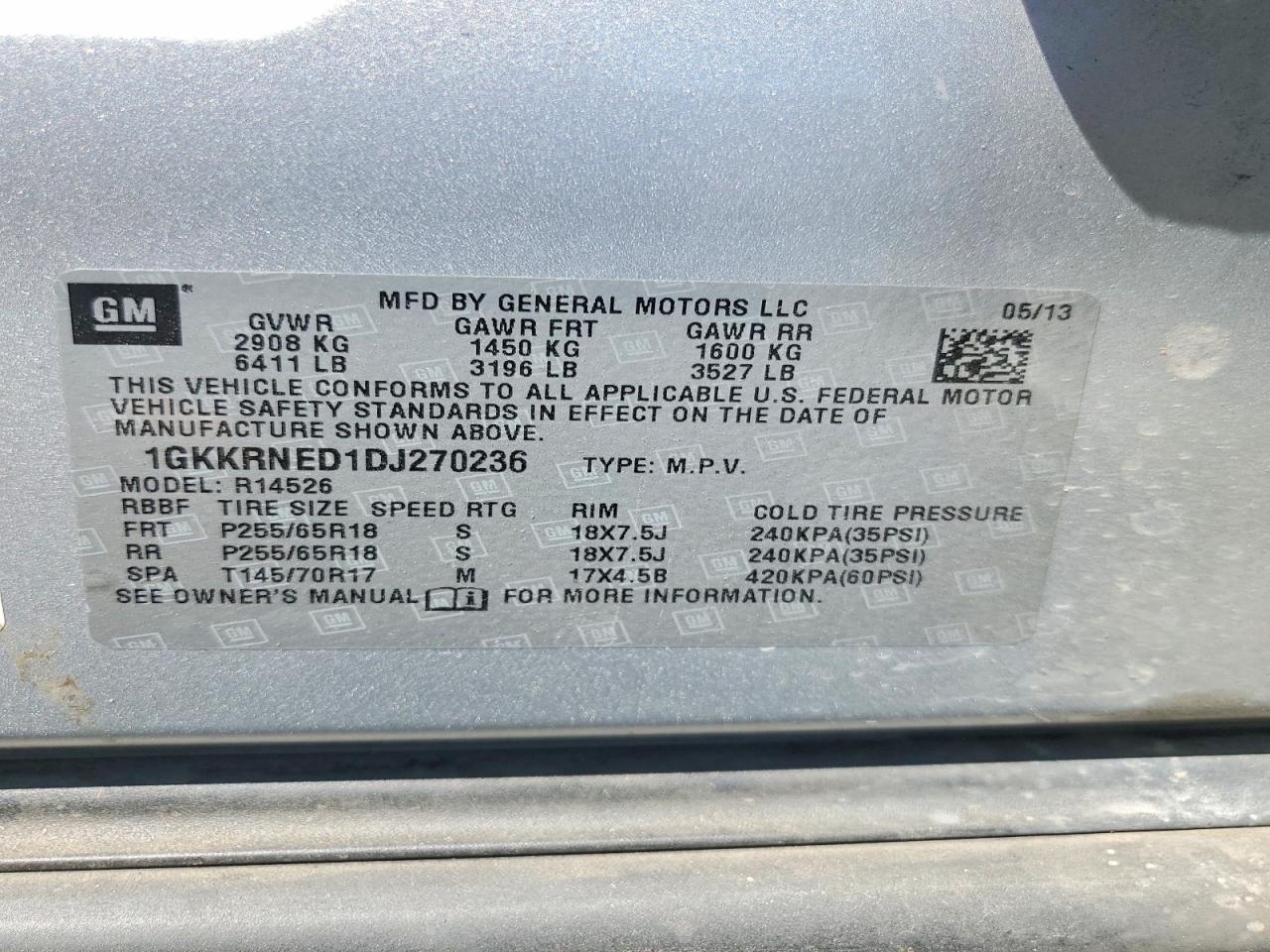 2013 Gmc Acadia Sle Серебряный vin: 1GKKRNED1DJ270236