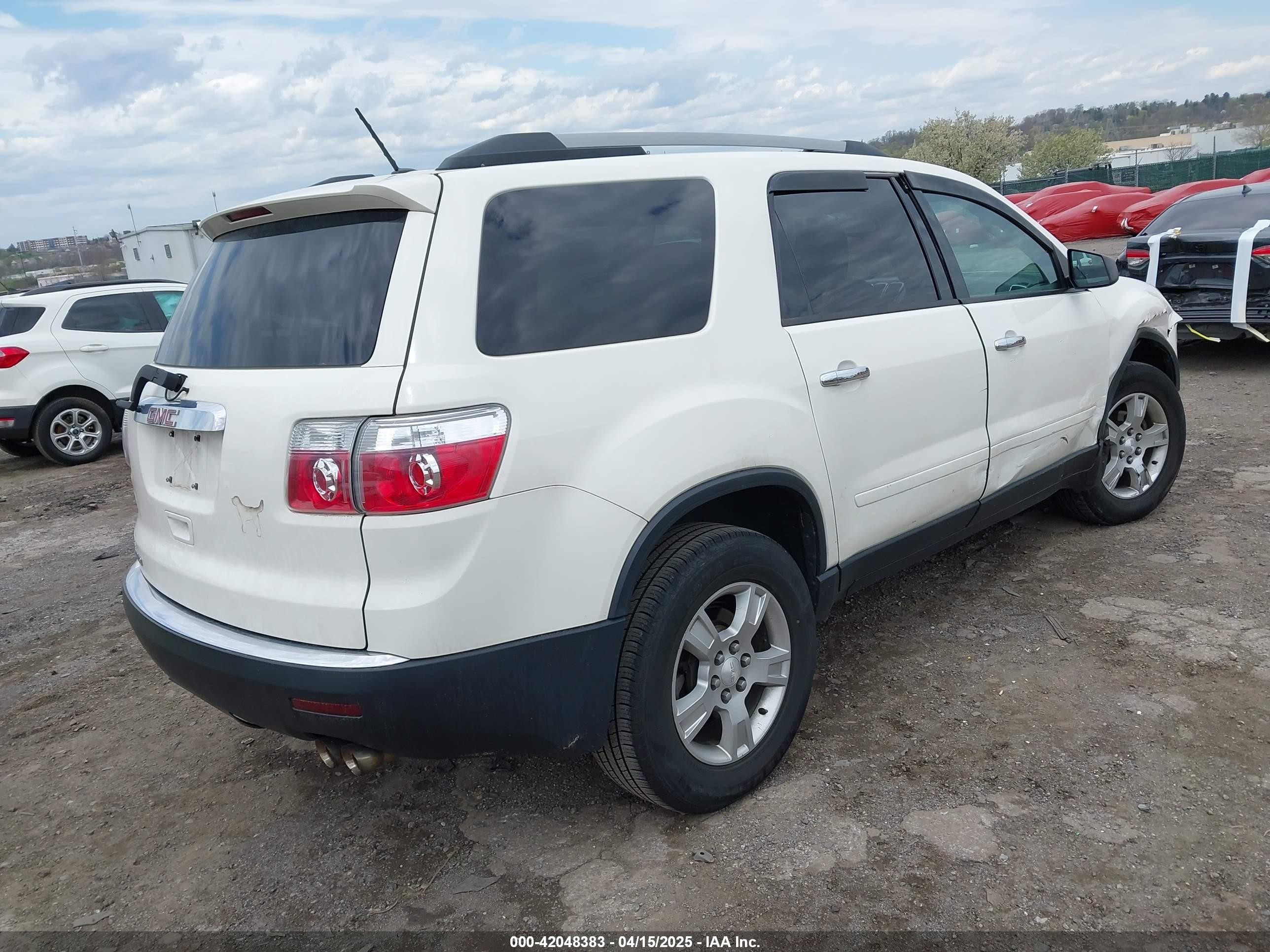 2012 Gmc Acadia Sl Белый vin: 1GKKRNED2CJ386706