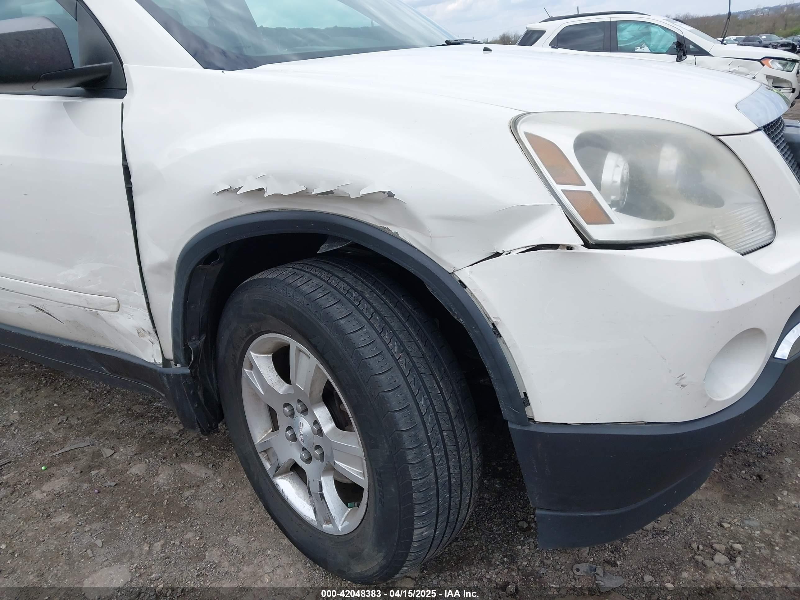 2012 Gmc Acadia Sl Белый vin: 1GKKRNED2CJ386706