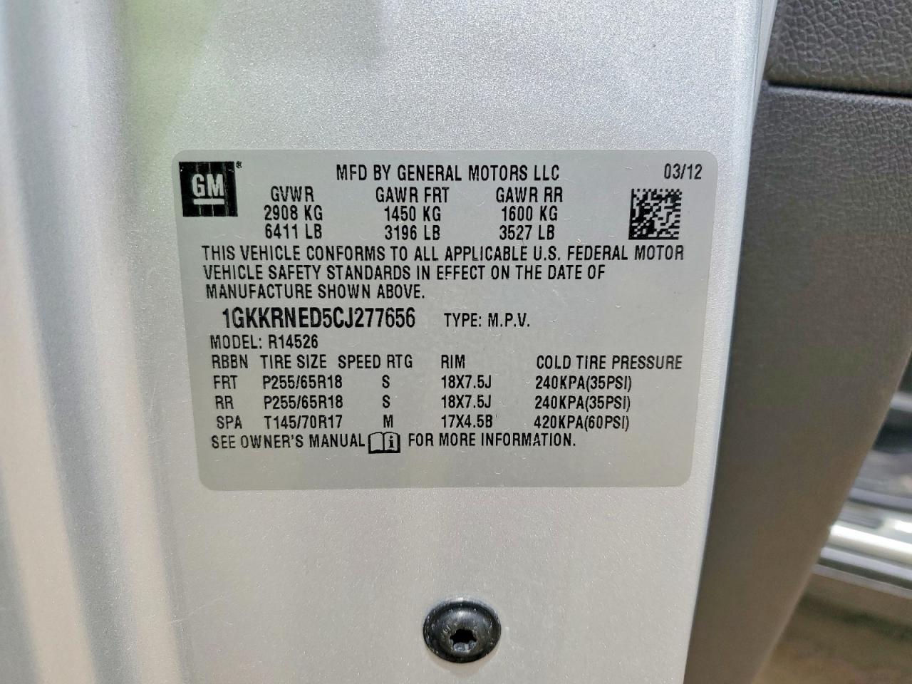 2012 Gmc Acadia Sle Silver vin: 1GKKRNED5CJ277656