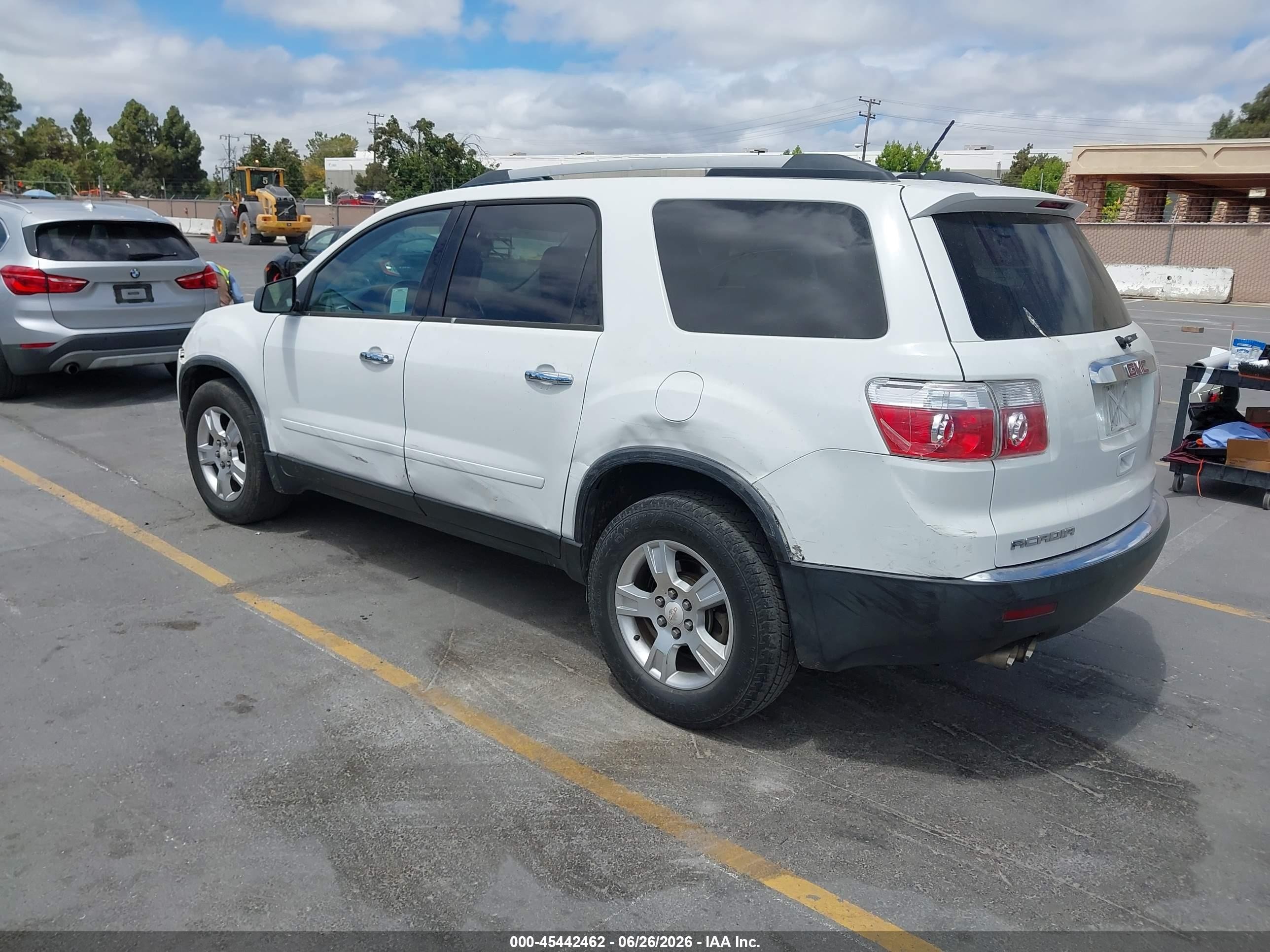 2012 Gmc Acadia Sl White vin: 1GKKRNED8CJ180306