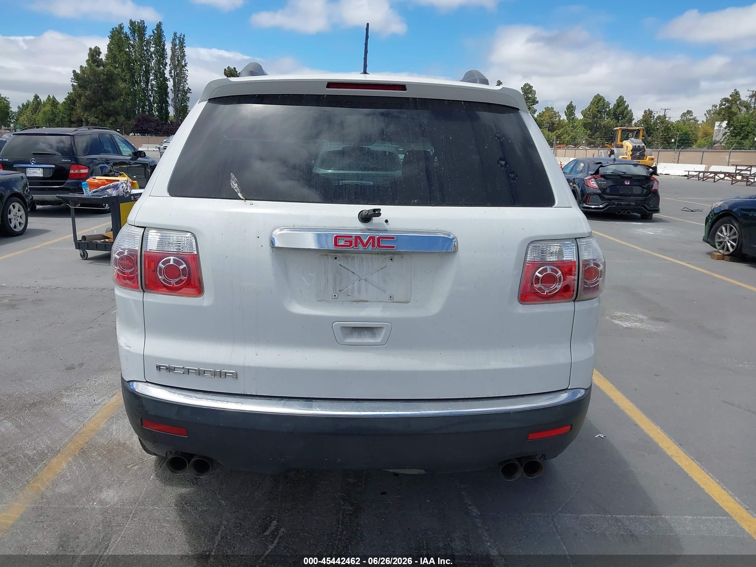 2012 Gmc Acadia Sl White vin: 1GKKRNED8CJ180306