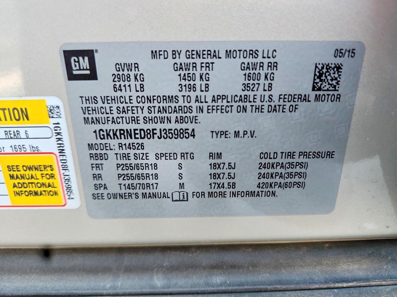 2015 Gmc Acadia Sle Золотой vin: 1GKKRNED8FJ359854