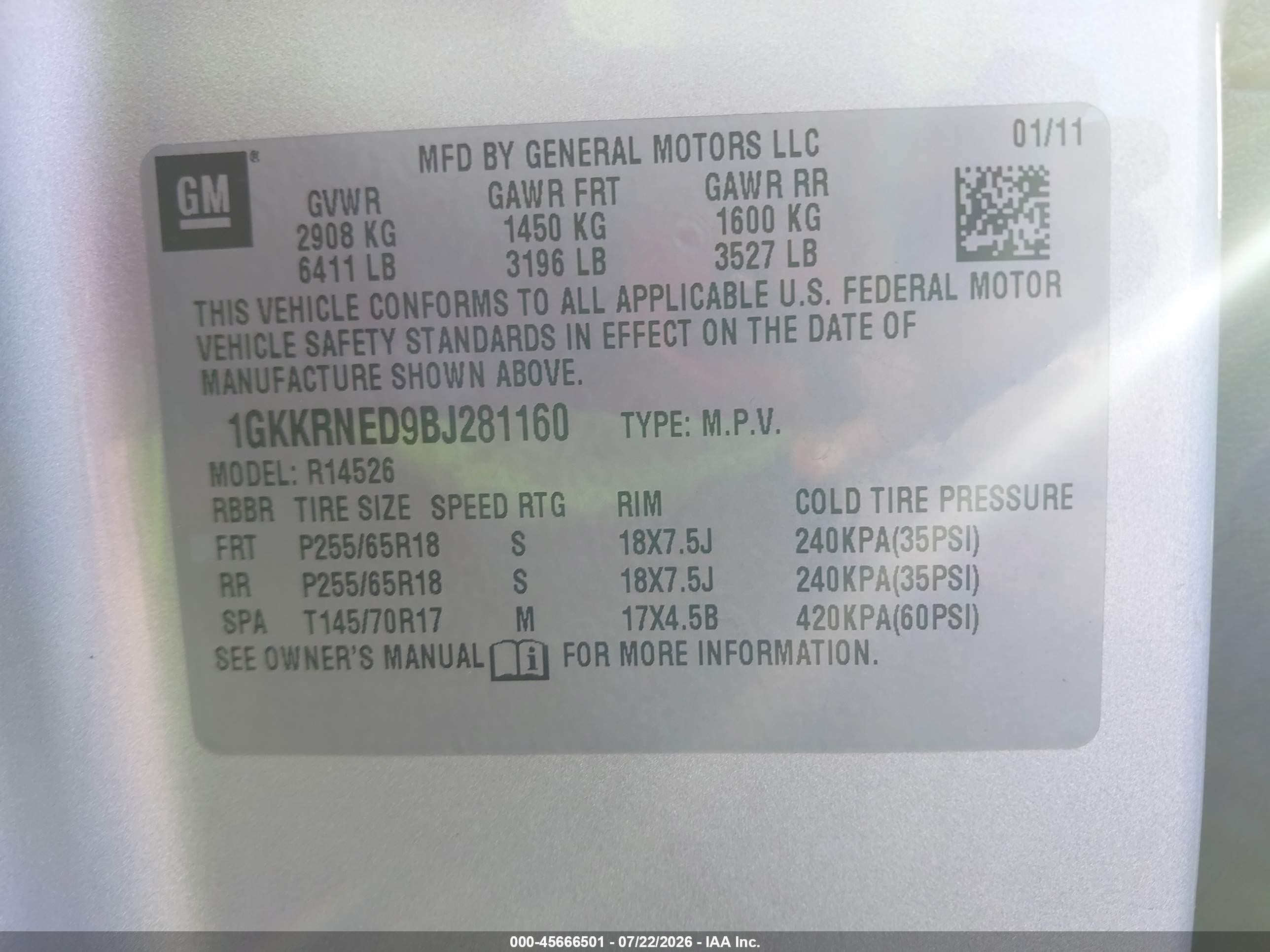 2011 Gmc Acadia Sl Silver vin: 1GKKRNED9BJ281160