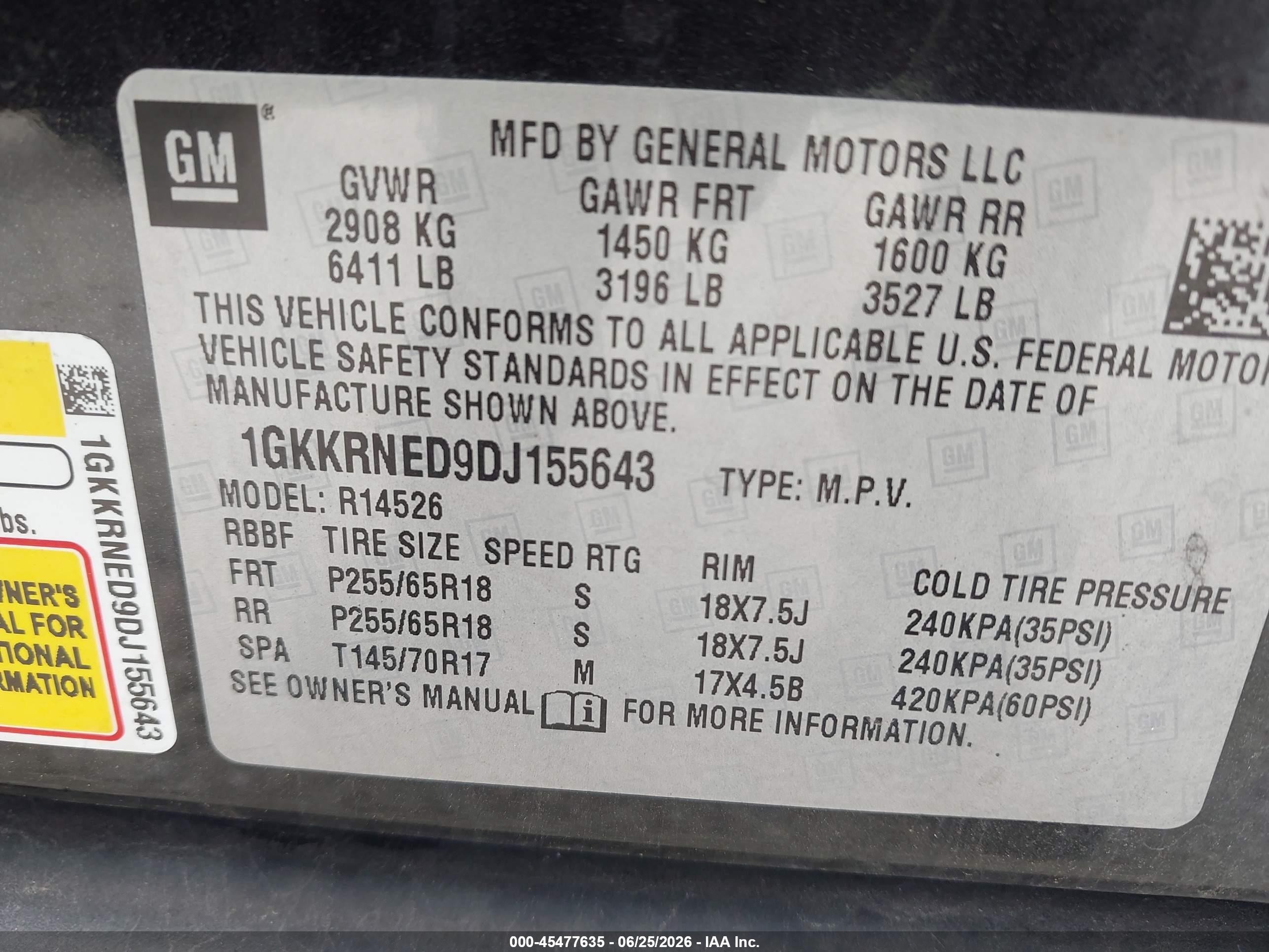 2013 Gmc Acadia Sle-1 Black vin: 1GKKRNED9DJ155643