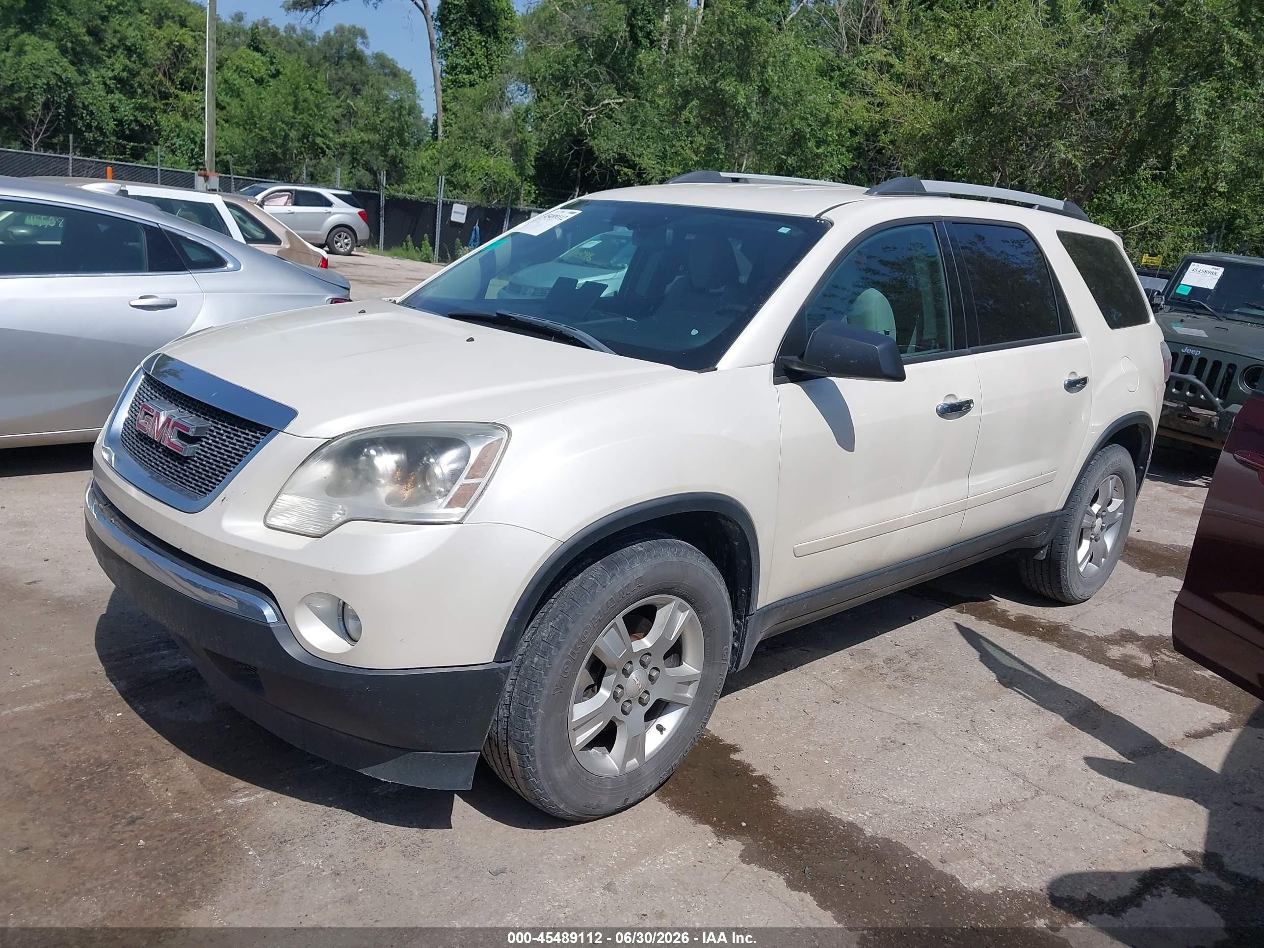 2012 Gmc Acadia Sle White vin: 1GKKRPED0CJ262915