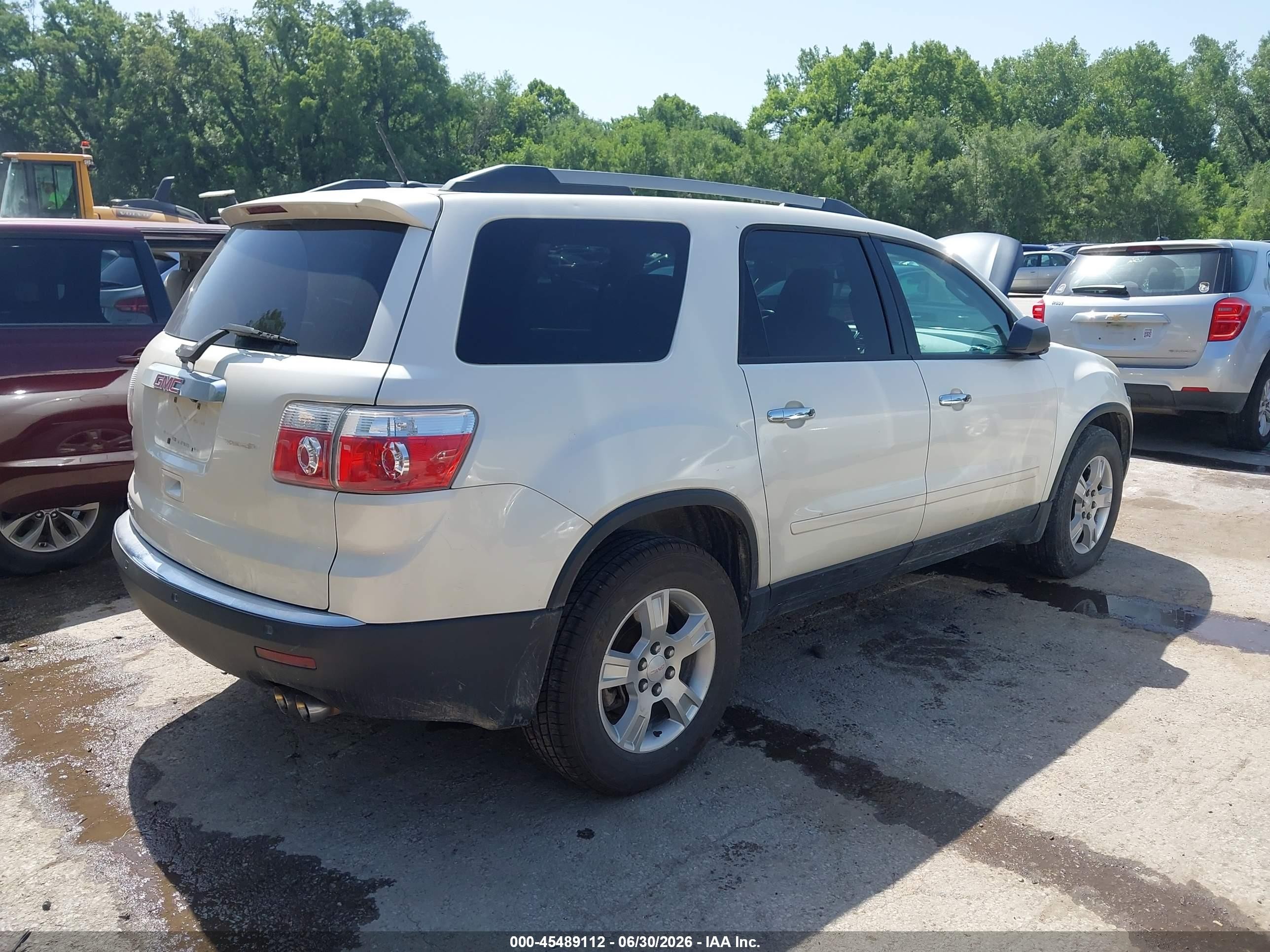 2012 Gmc Acadia Sle White vin: 1GKKRPED0CJ262915