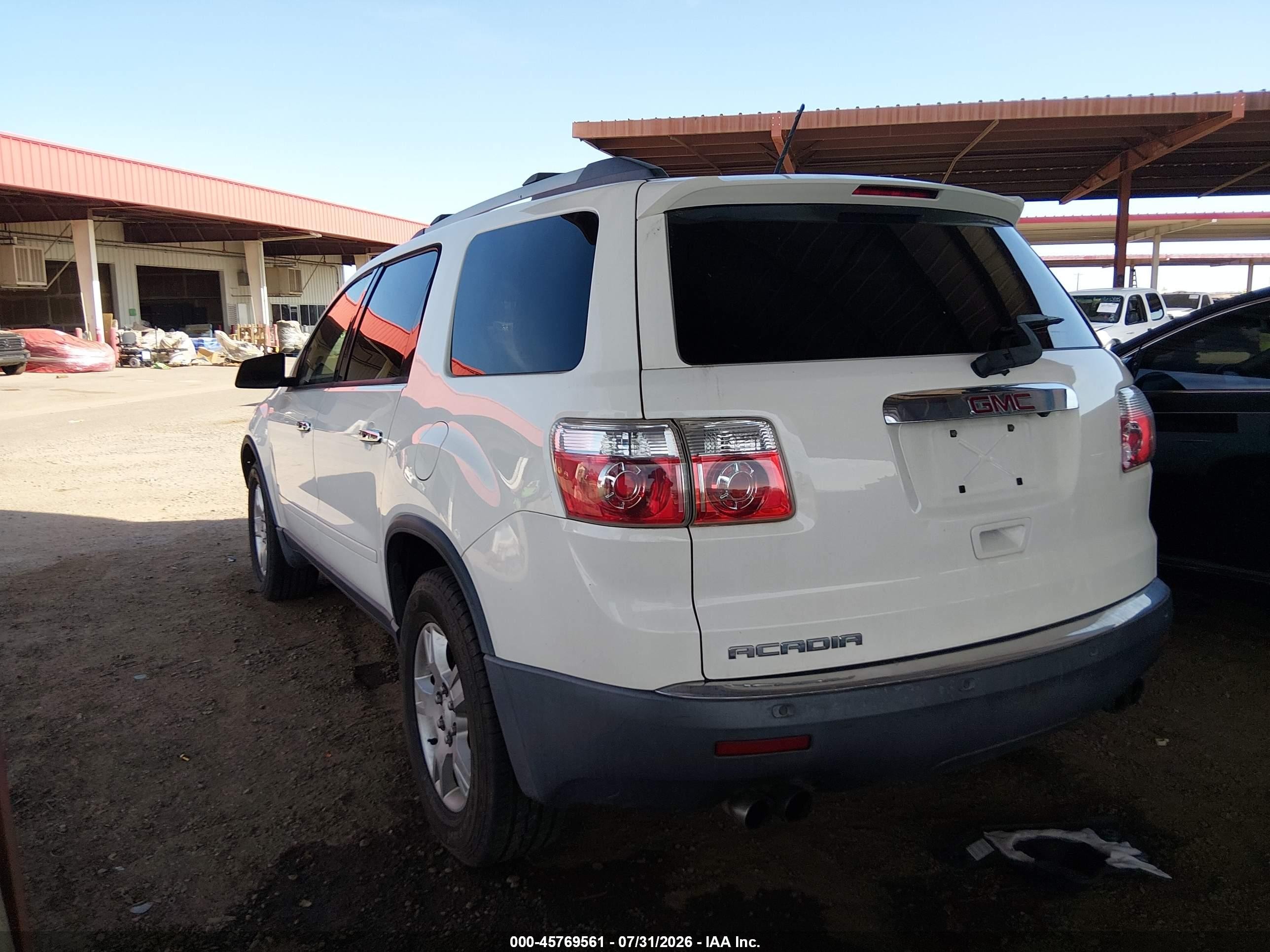 2012 Gmc Acadia Sle White vin: 1GKKRPED0CJ411744