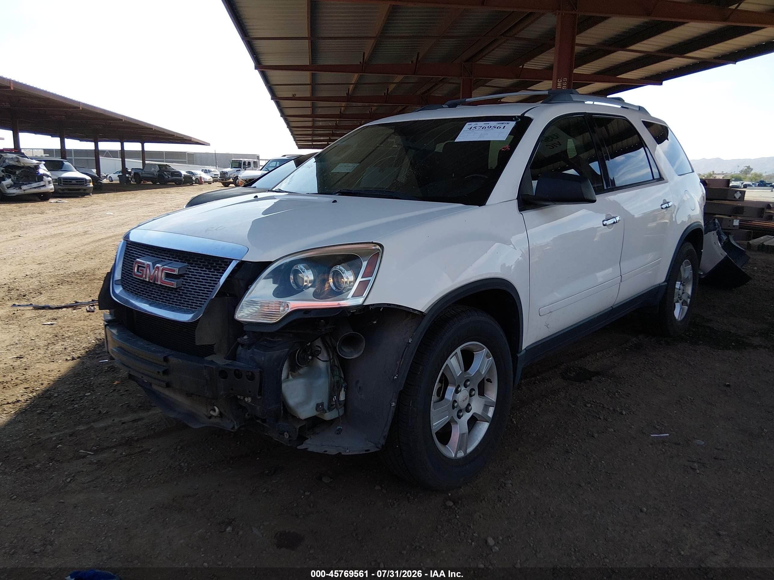2012 Gmc Acadia Sle White vin: 1GKKRPED0CJ411744