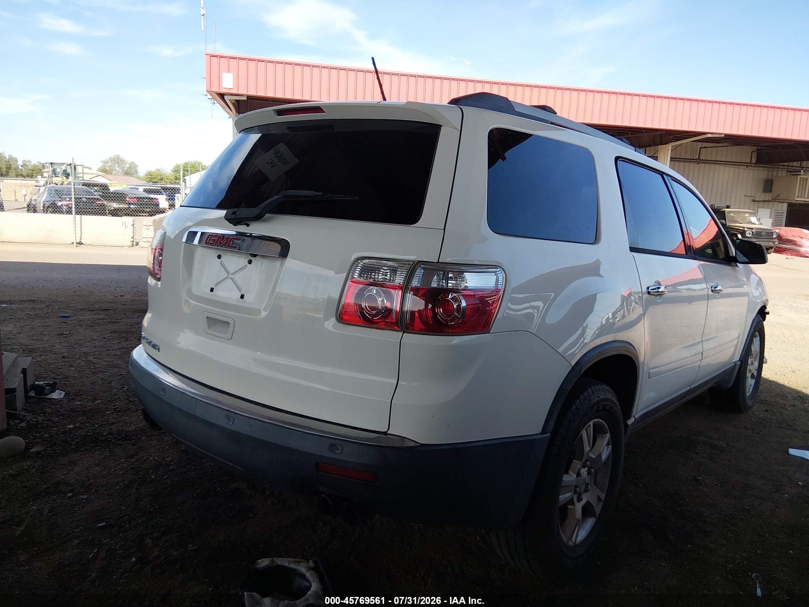 2012 Gmc Acadia Sle White vin: 1GKKRPED0CJ411744