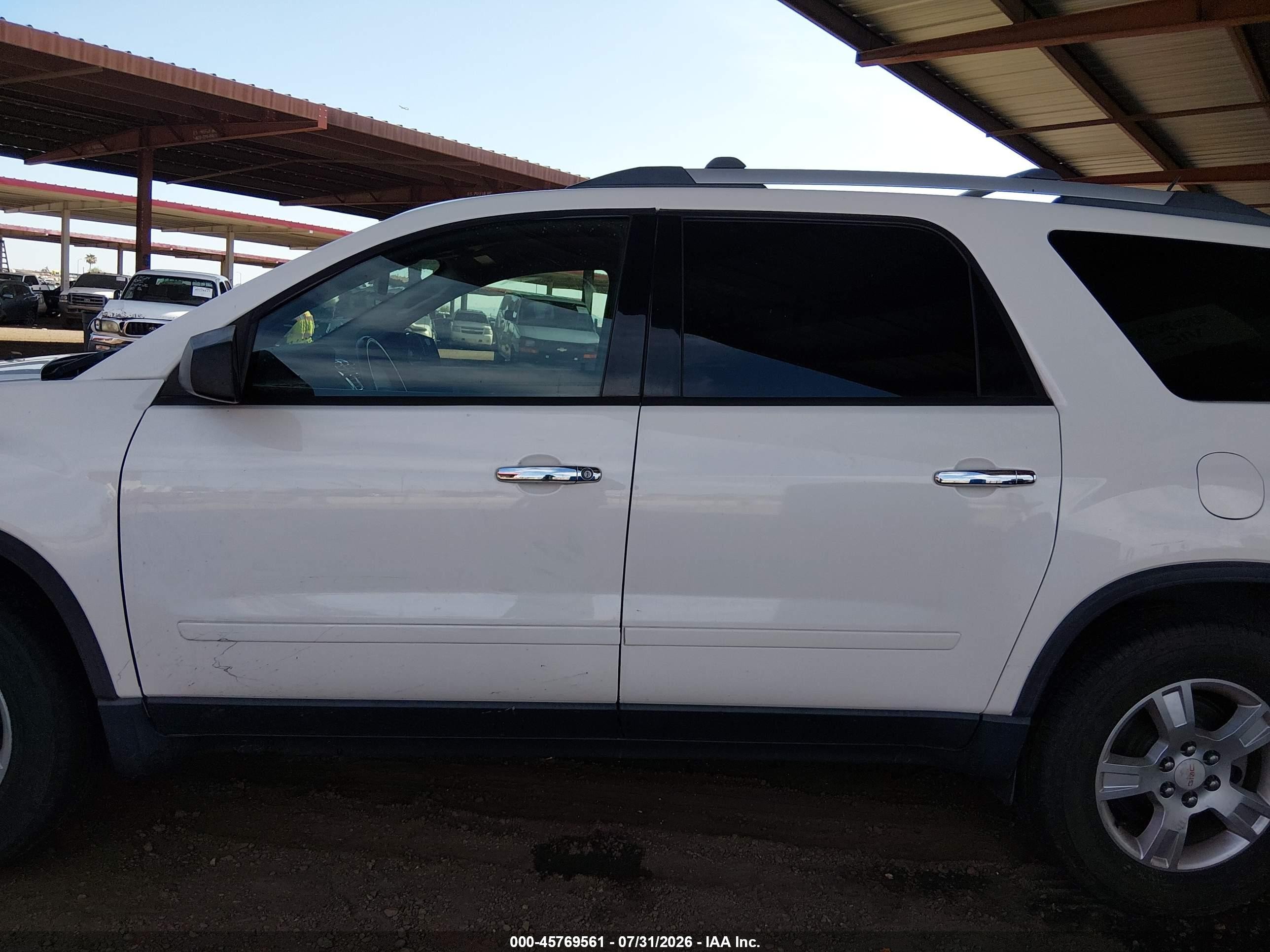 2012 Gmc Acadia Sle White vin: 1GKKRPED0CJ411744