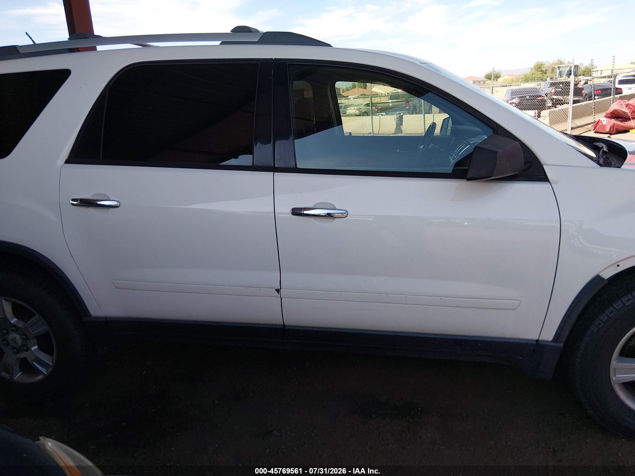 2012 Gmc Acadia Sle White vin: 1GKKRPED0CJ411744