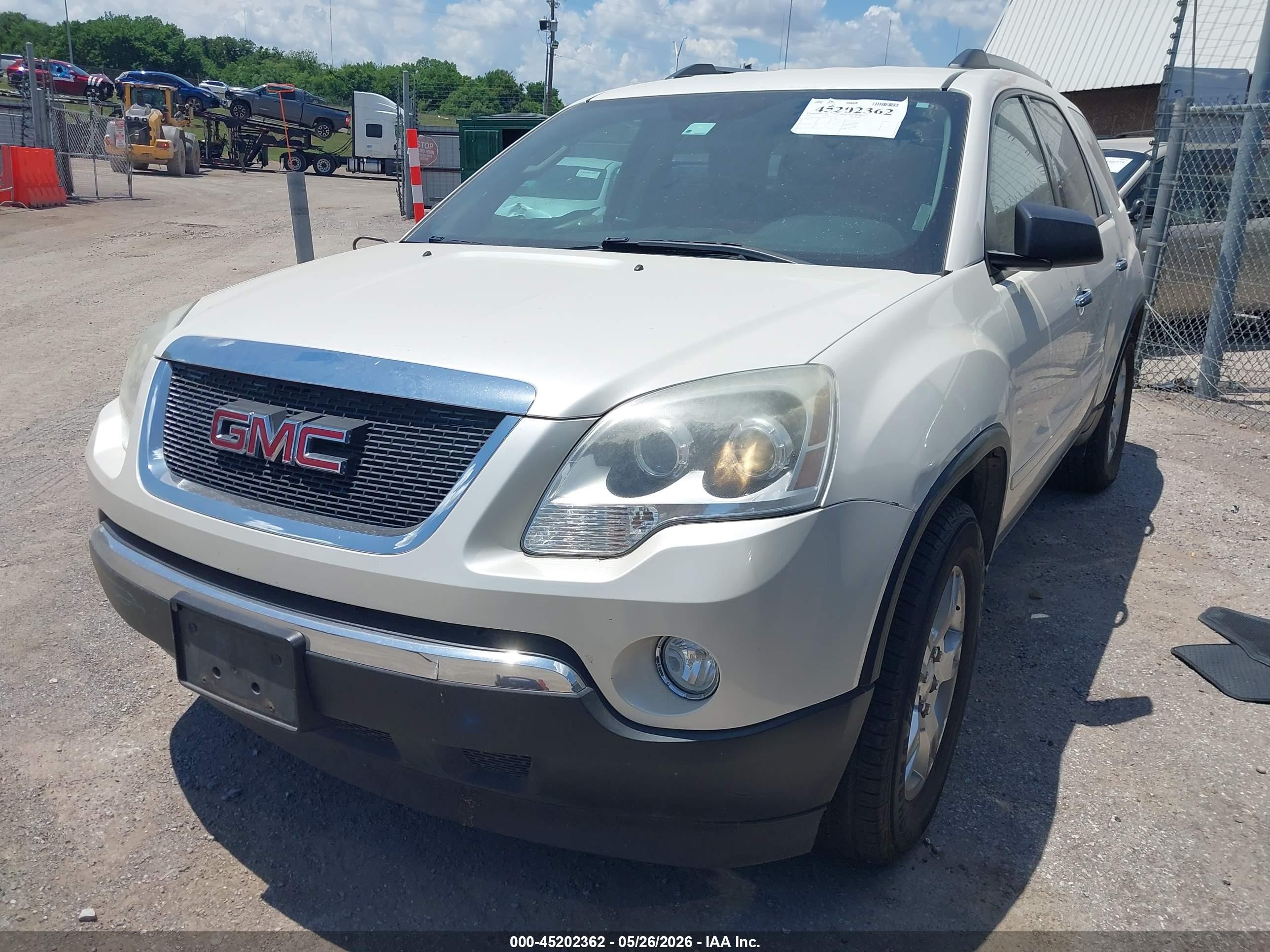 2011 Gmc Acadia Sle White vin: 1GKKRPED3BJ216543