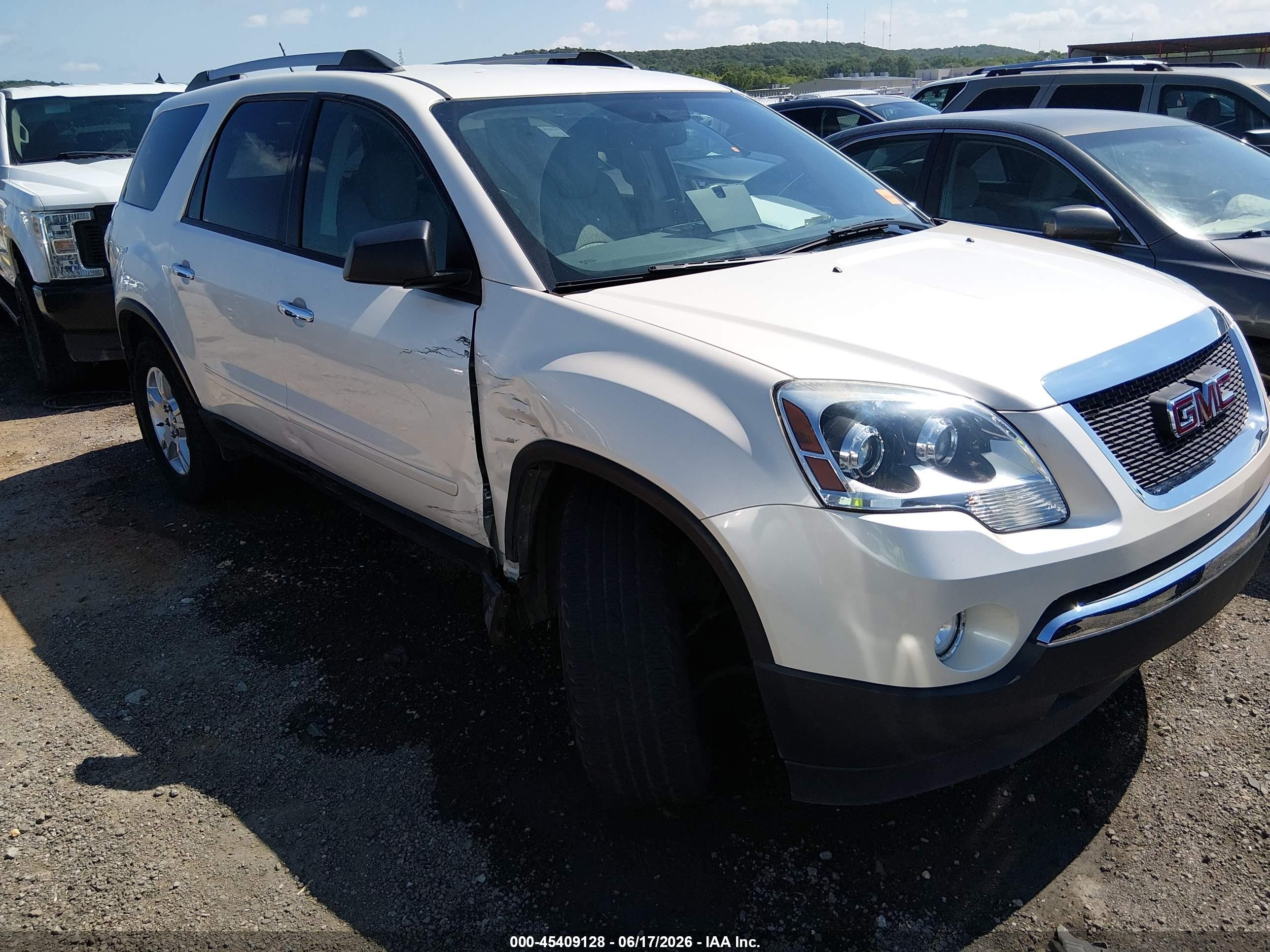 2012 Gmc Acadia Sle White vin: 1GKKRPED3CJ363432