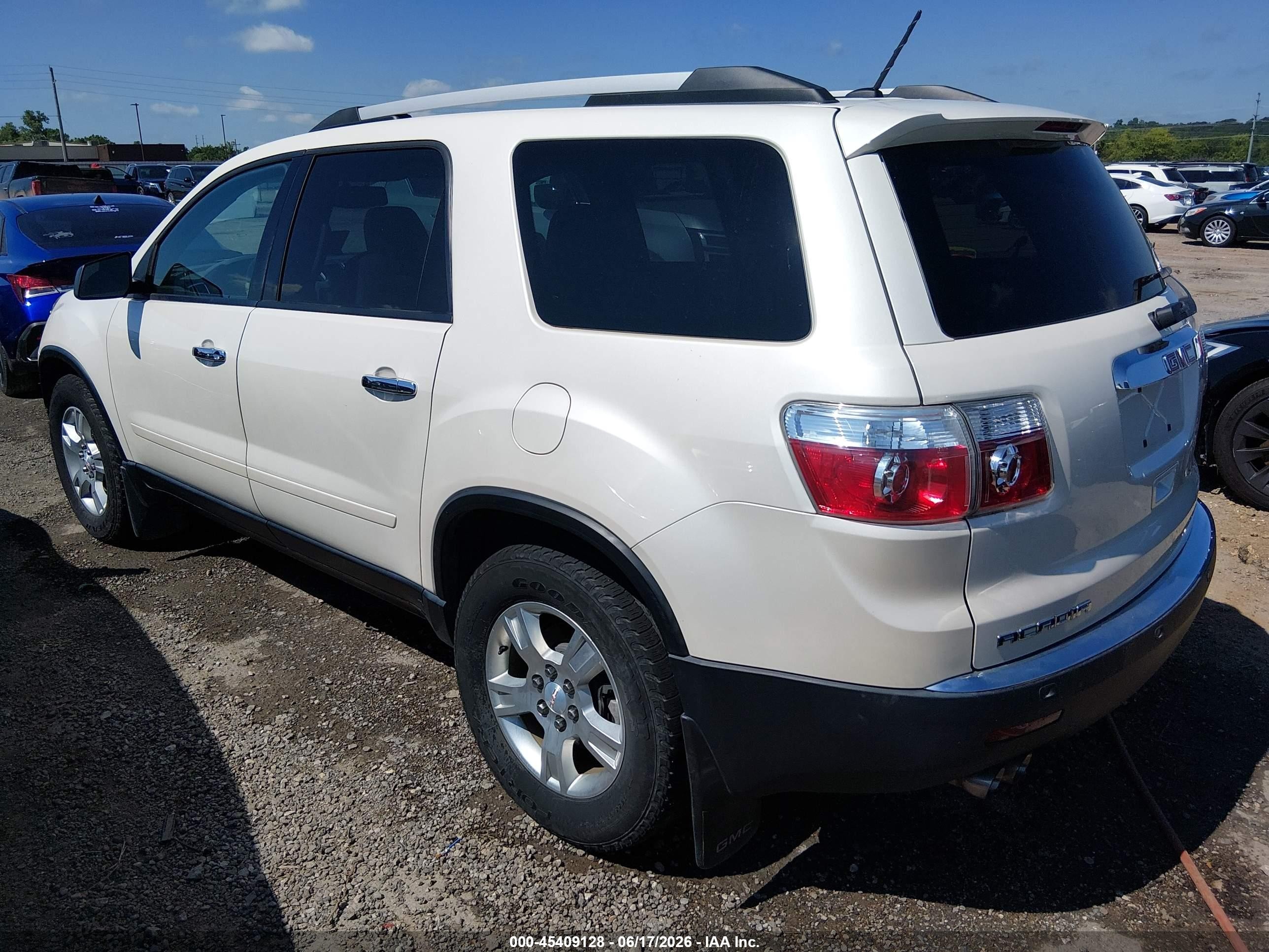 2012 Gmc Acadia Sle White vin: 1GKKRPED3CJ363432