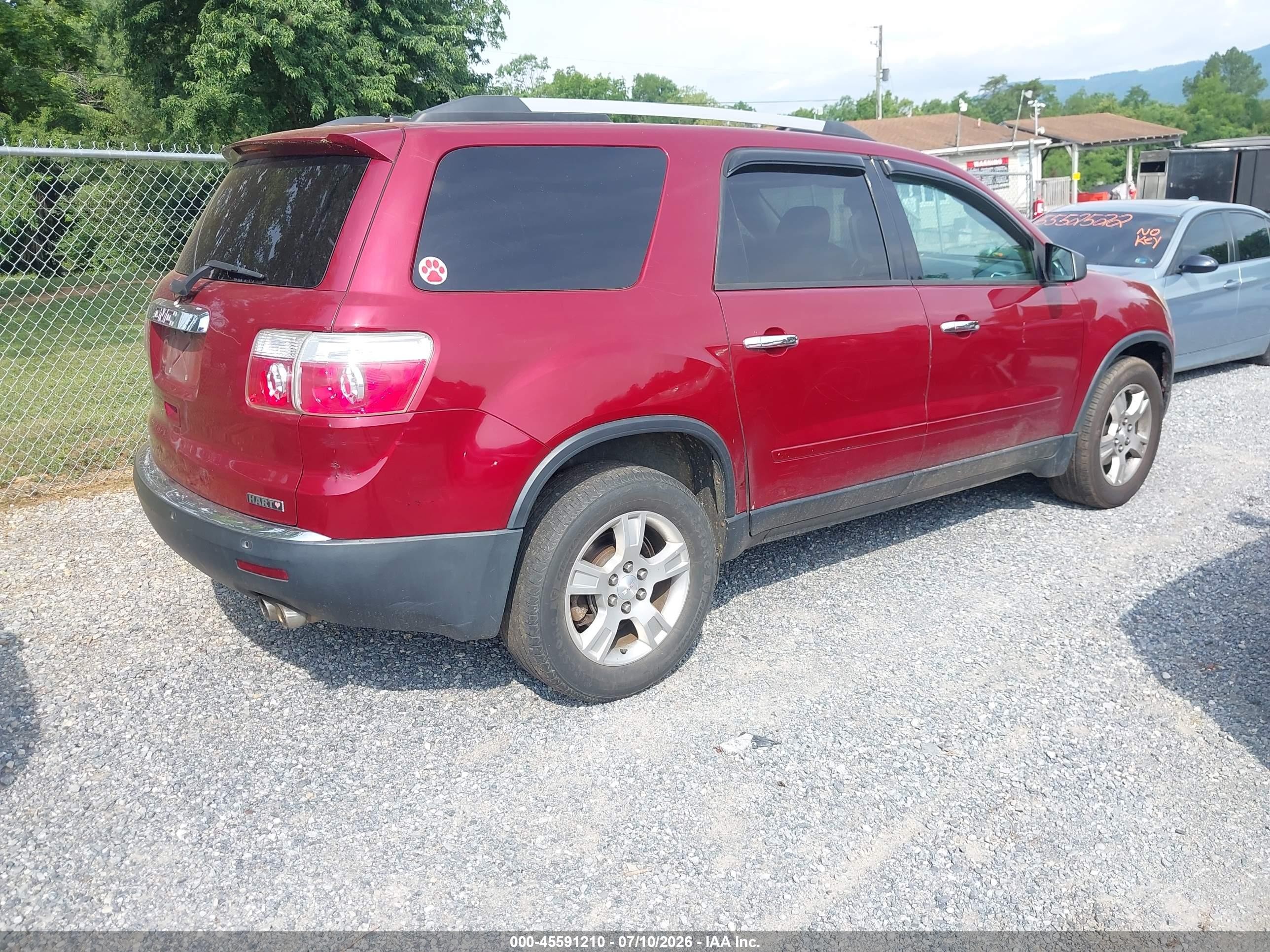 2011 Gmc Acadia Sle Red vin: 1GKKRPED5BJ186865