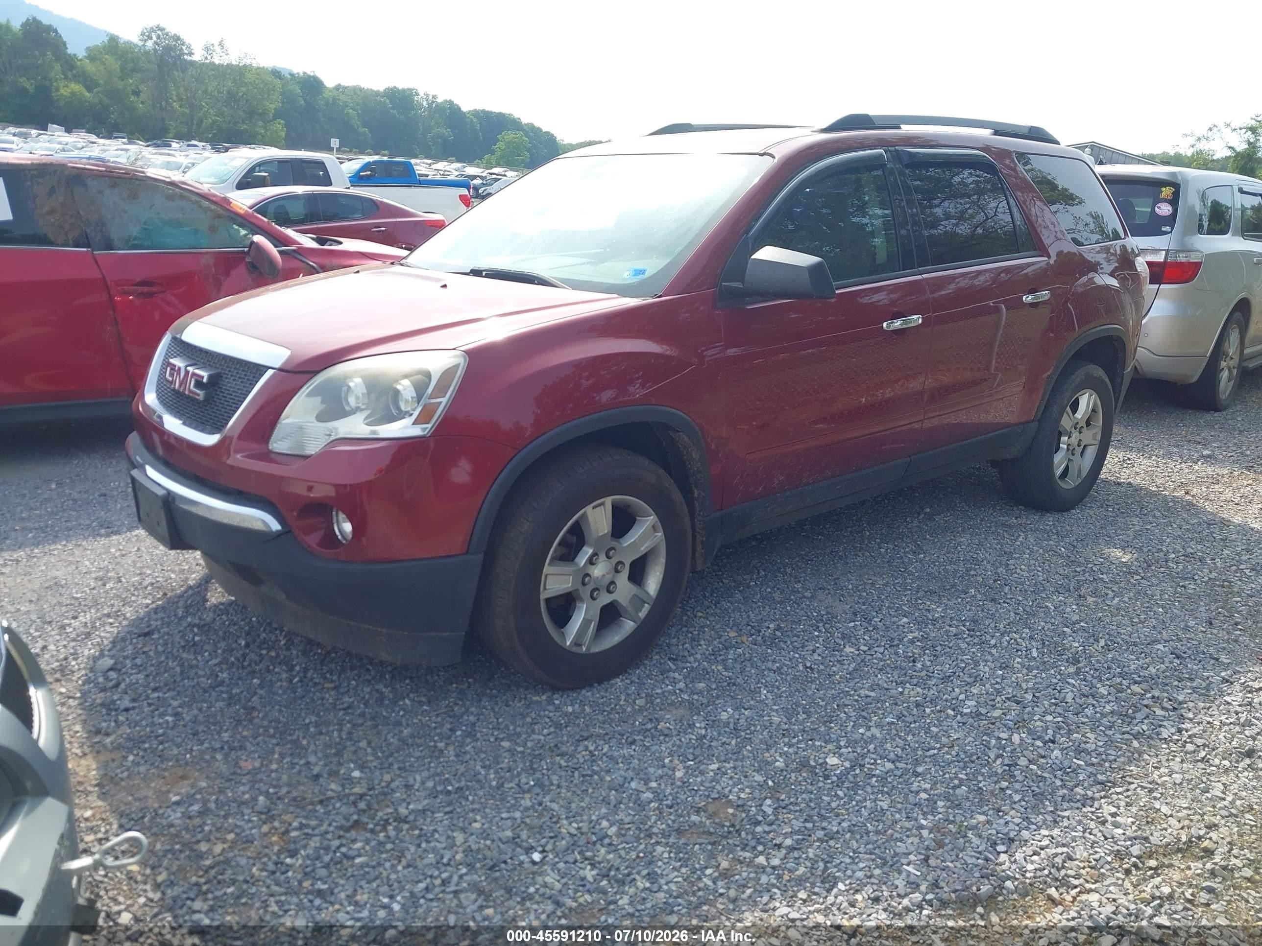 2011 Gmc Acadia Sle Red vin: 1GKKRPED5BJ186865