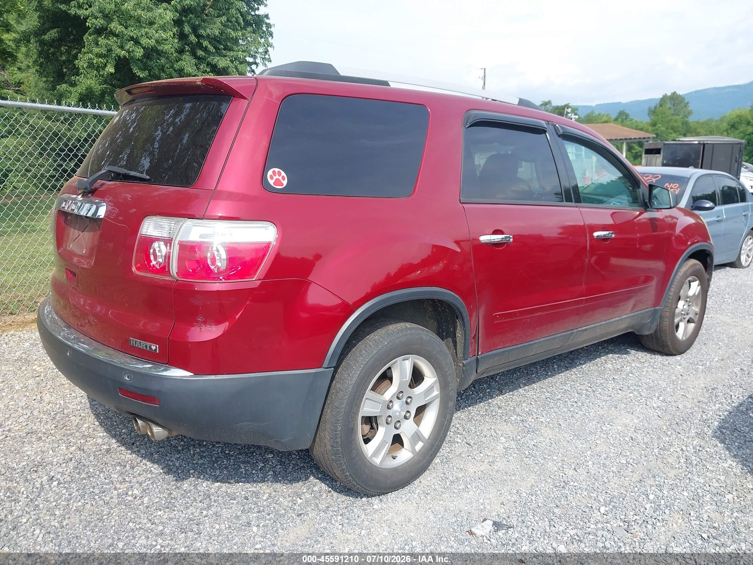 2011 Gmc Acadia Sle Red vin: 1GKKRPED5BJ186865