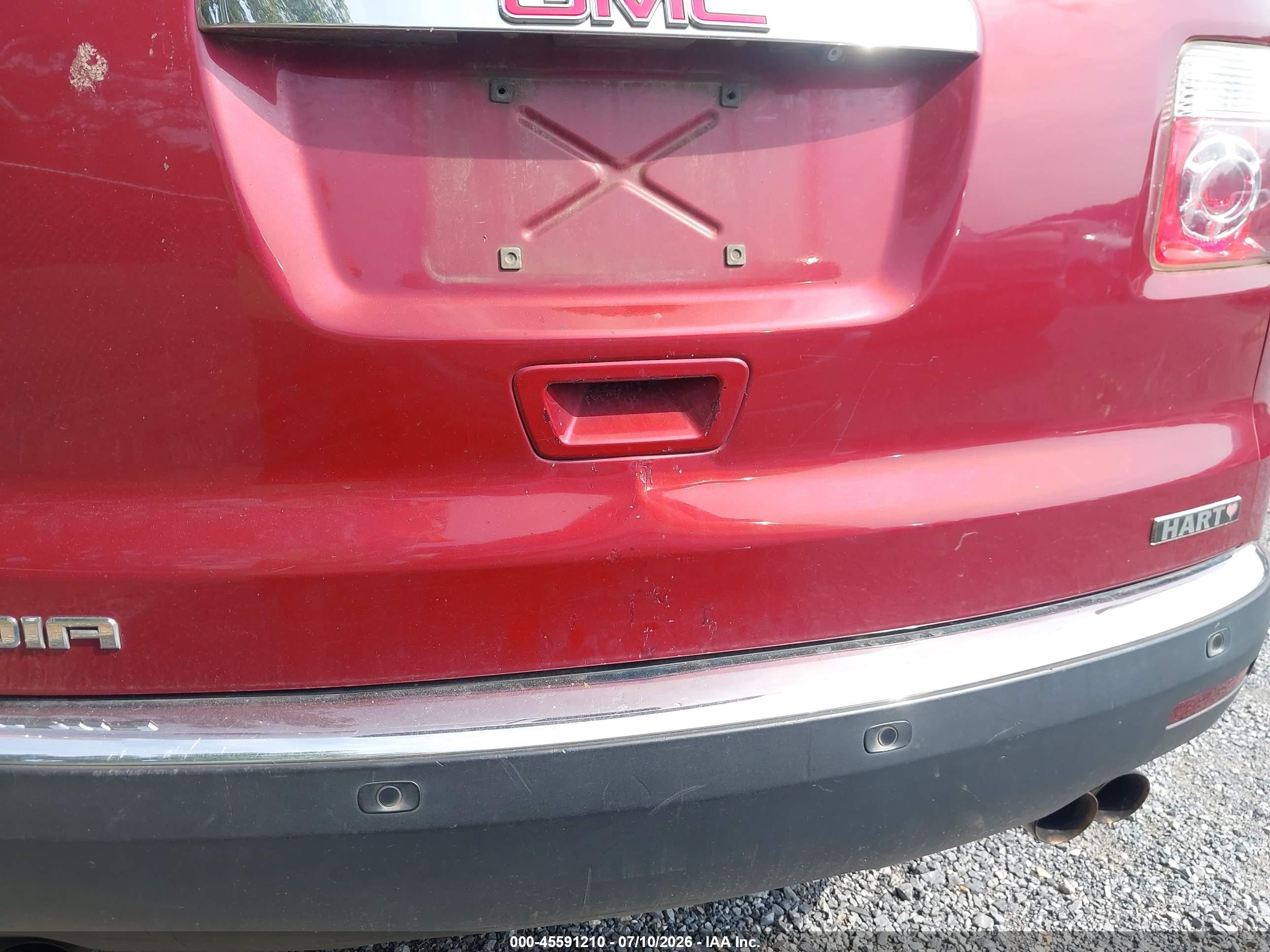 2011 Gmc Acadia Sle Red vin: 1GKKRPED5BJ186865