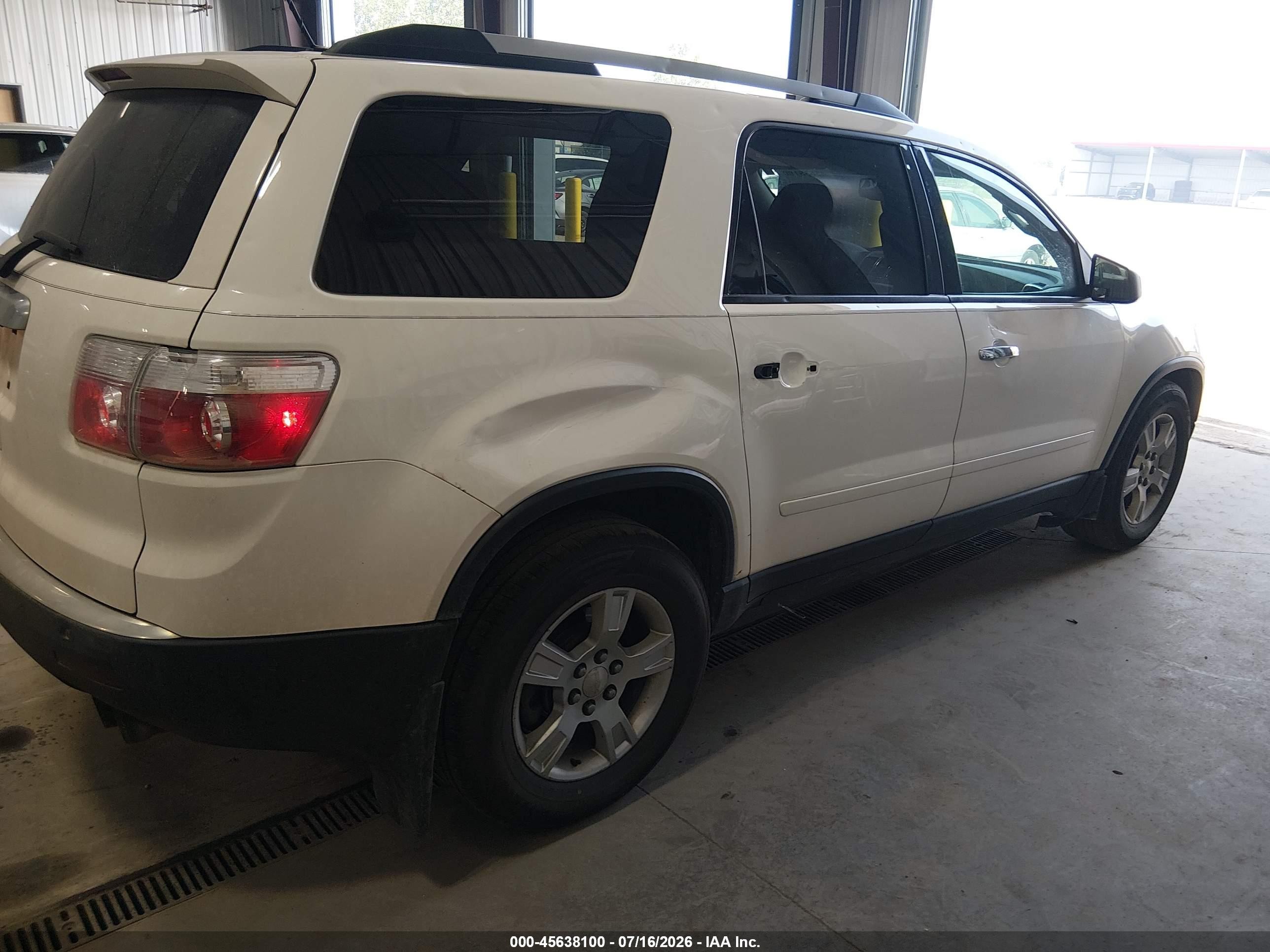 2011 Gmc Acadia Sle White vin: 1GKKRPED8BJ371704