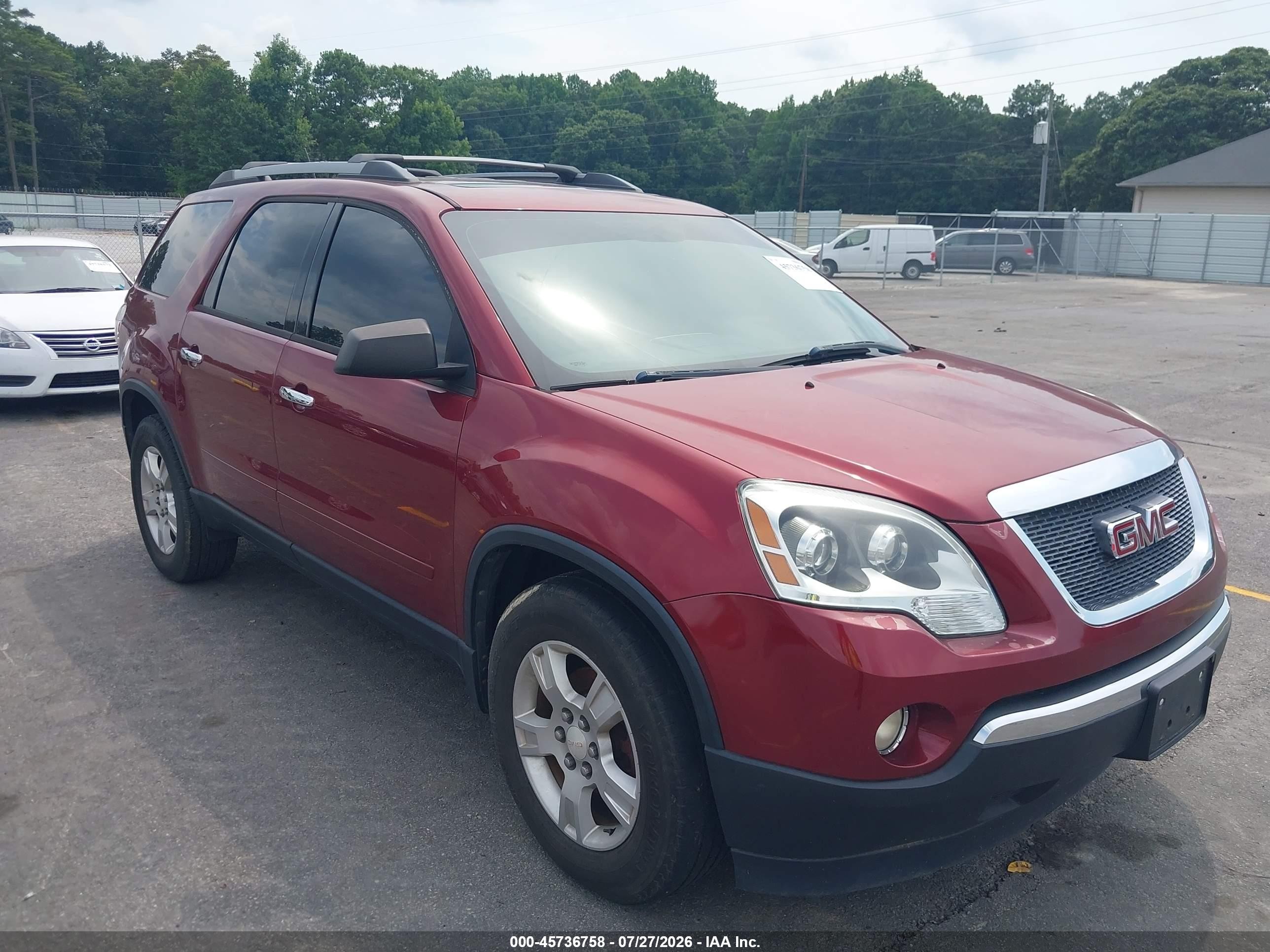2011 Gmc Acadia Sle Maroon vin: 1GKKRPED9BJ110372