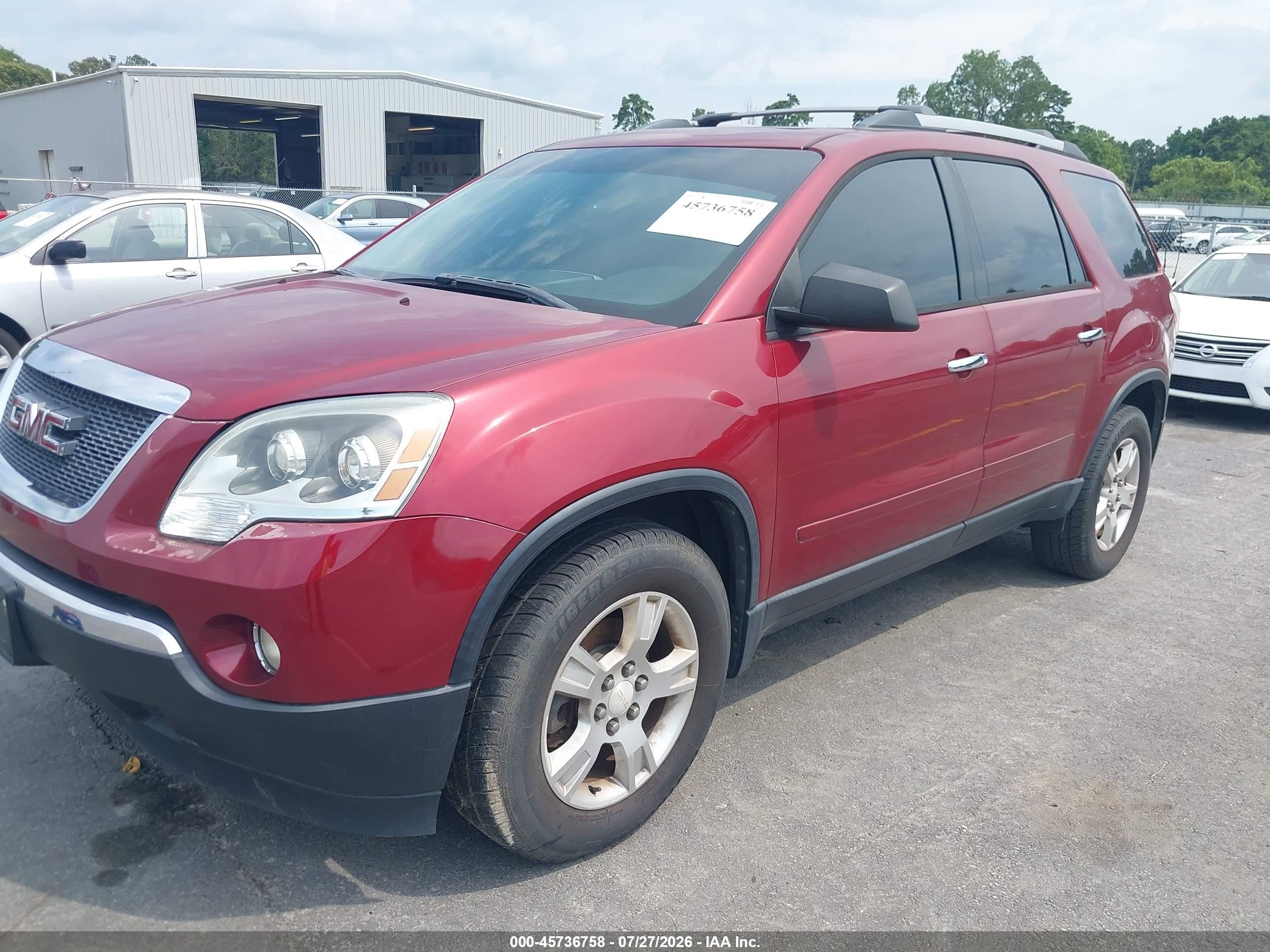 2011 Gmc Acadia Sle Maroon vin: 1GKKRPED9BJ110372