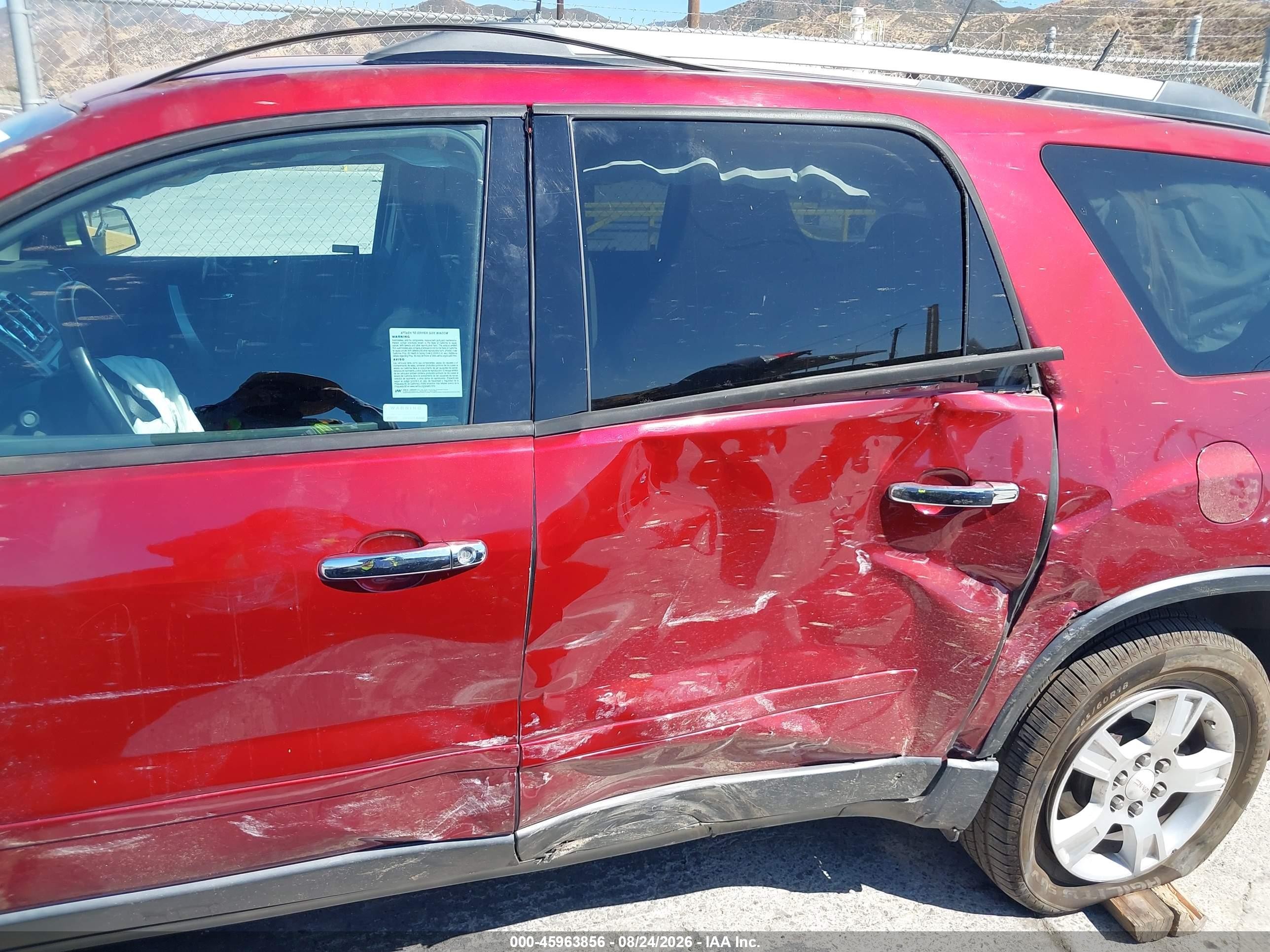 2011 Gmc Acadia Sle Burgundy vin: 1GKKRPED9BJ144196