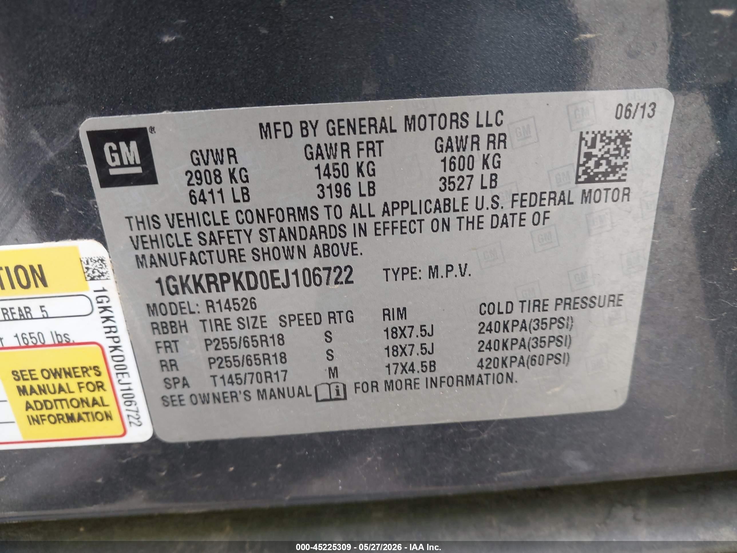 2014 Gmc Acadia Sle-2 Gray vin: 1GKKRPKD0EJ106722