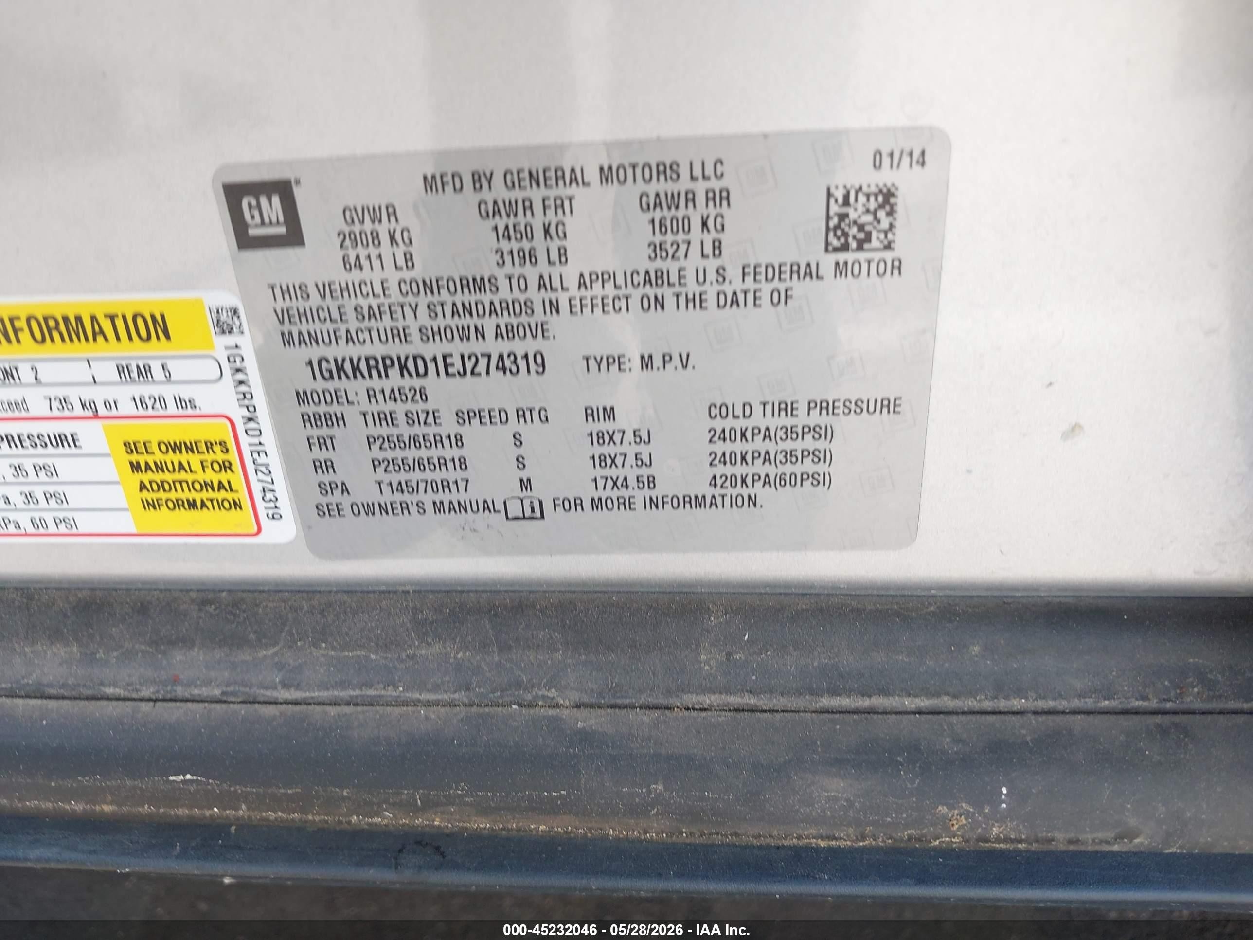 2014 Gmc Acadia Sle-2 Silver vin: 1GKKRPKD1EJ274319