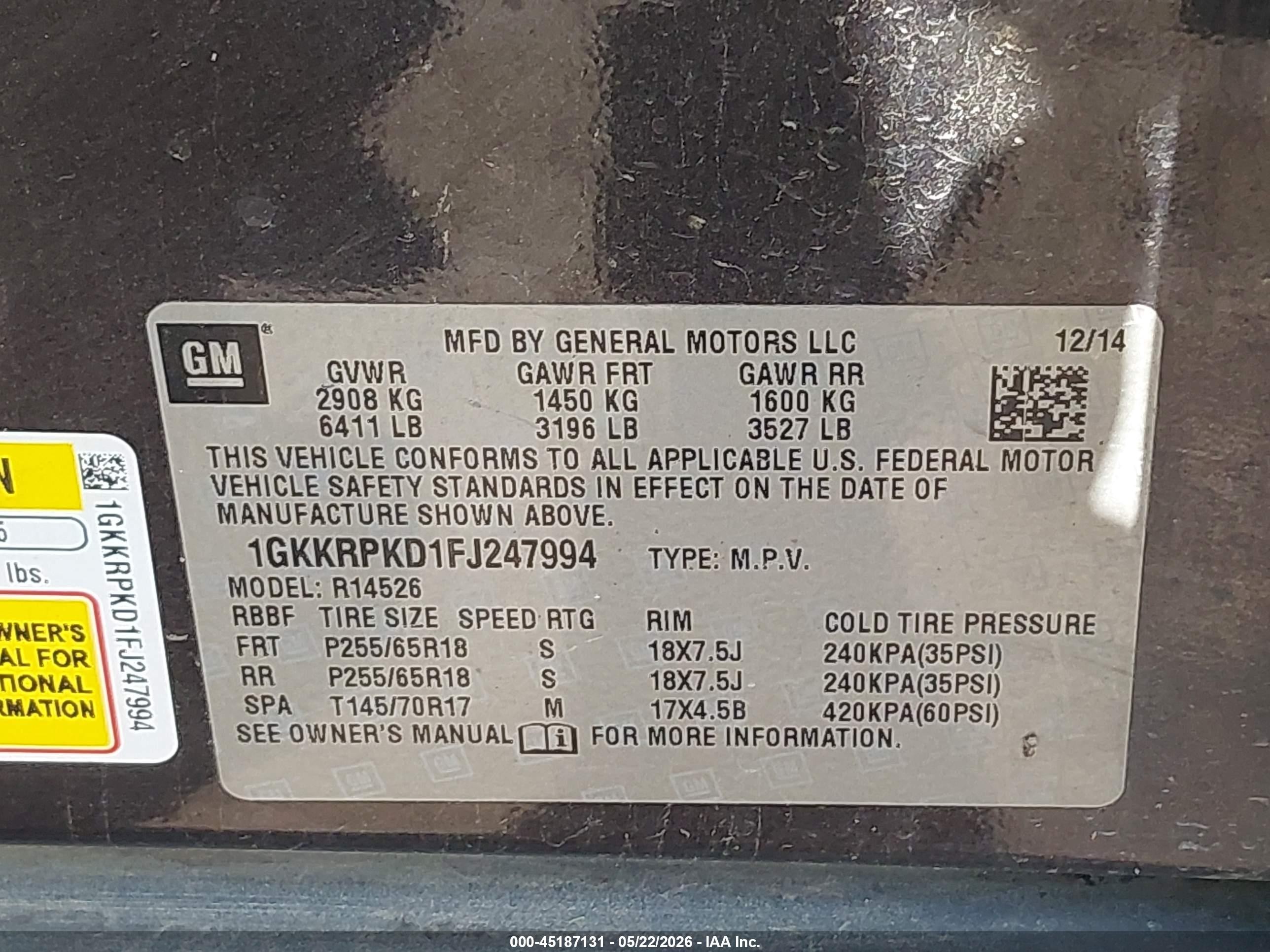 2015 Gmc Acadia Sle-2 Gray vin: 1GKKRPKD1FJ247994
