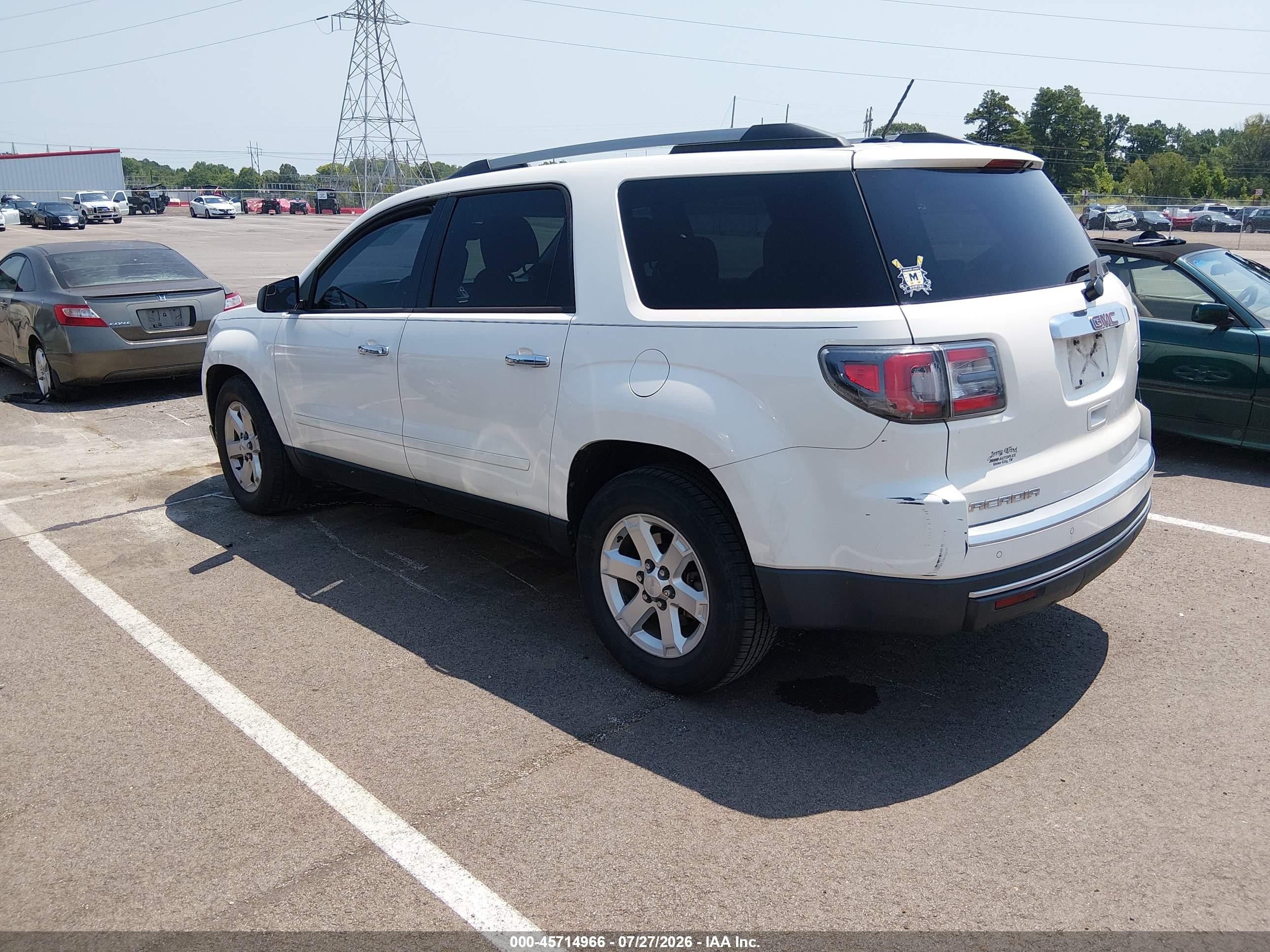 2014 Gmc Acadia Sle-2 White vin: 1GKKRPKD2EJ191501