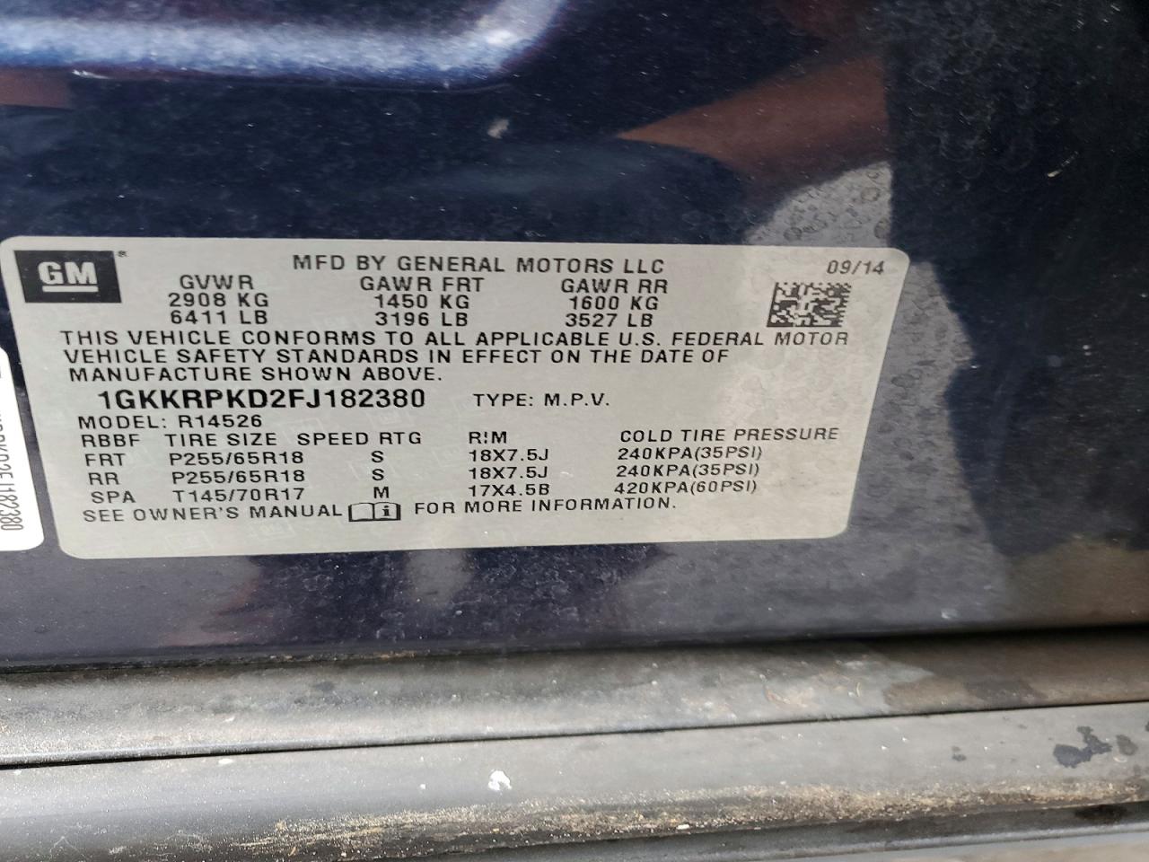 2015 Gmc Acadia Sle Blue vin: 1GKKRPKD2FJ182380