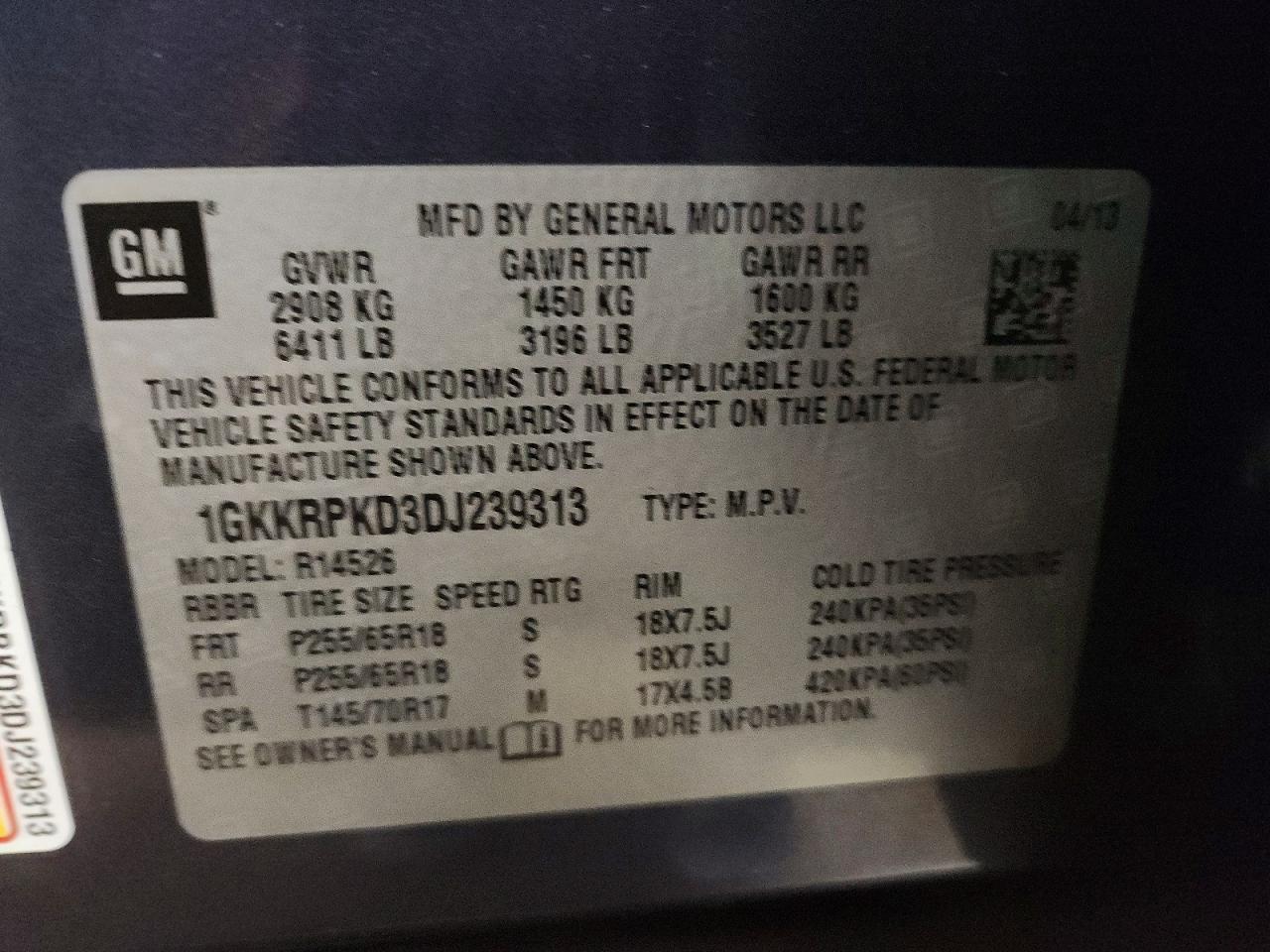 2013 Gmc Acadia Sle Blue vin: 1GKKRPKD3DJ239313