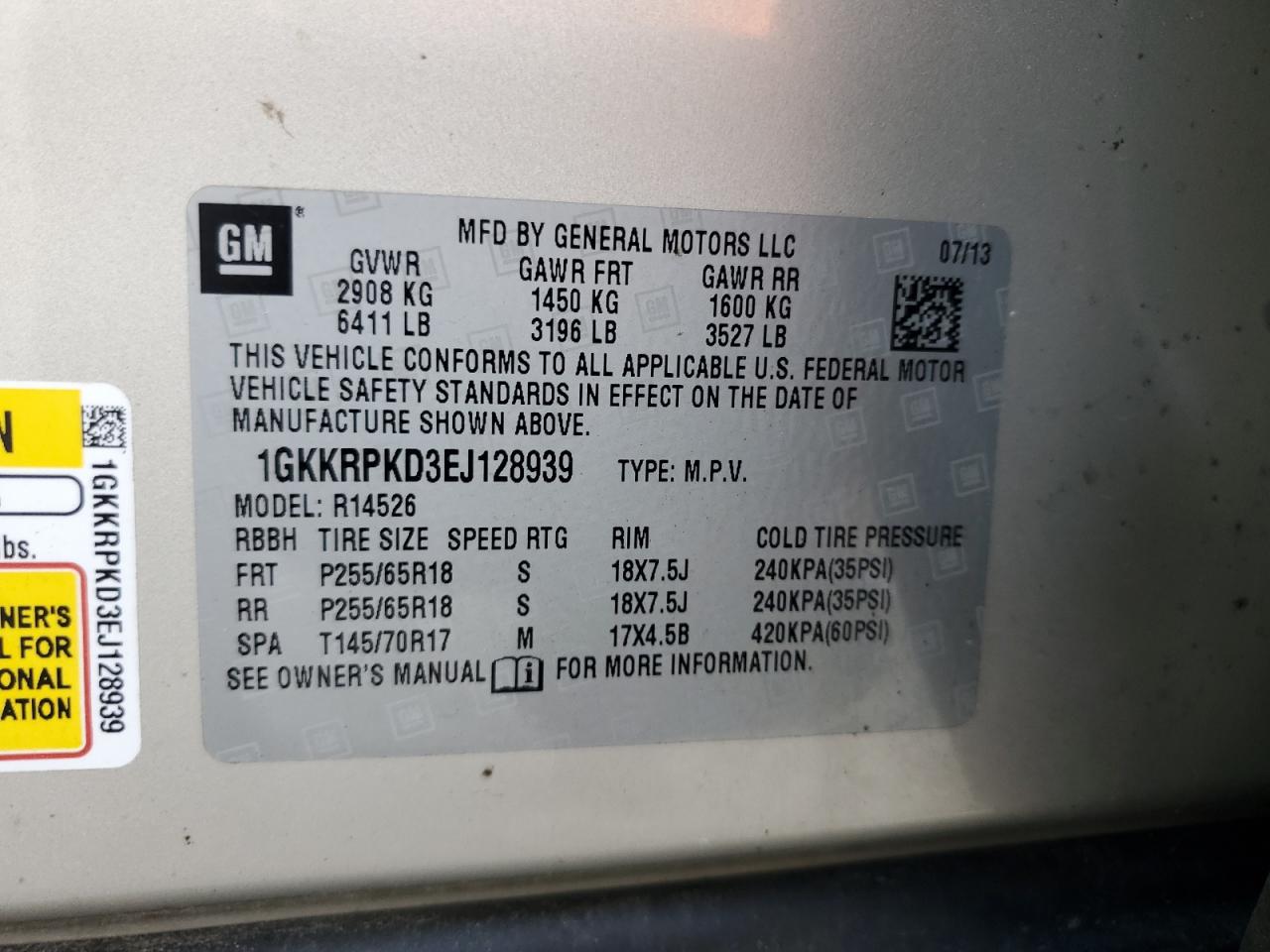 2014 Gmc Acadia Sle Gold vin: 1GKKRPKD3EJ128939