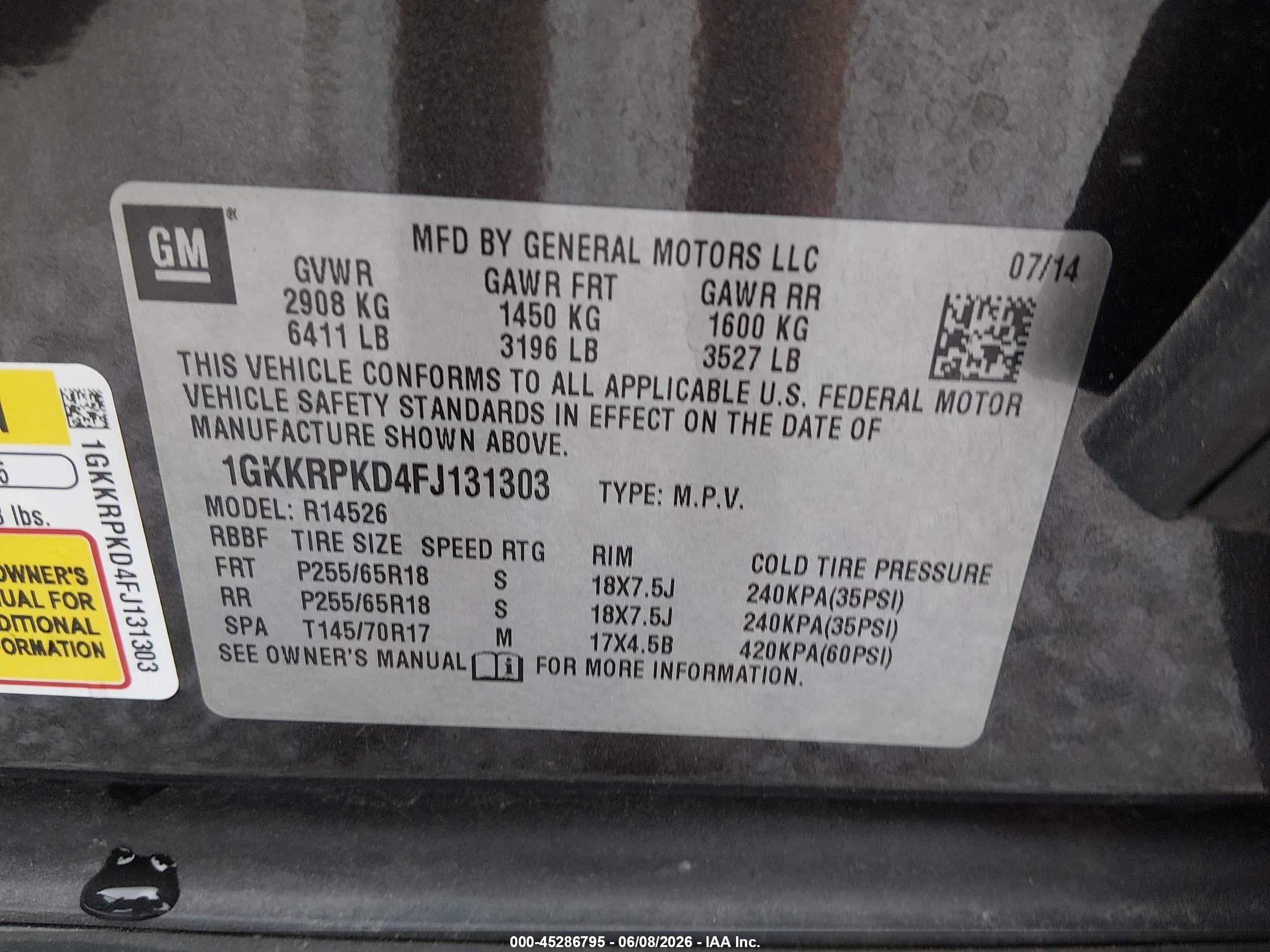 2015 Gmc Acadia Sle-2 Black vin: 1GKKRPKD4FJ131303