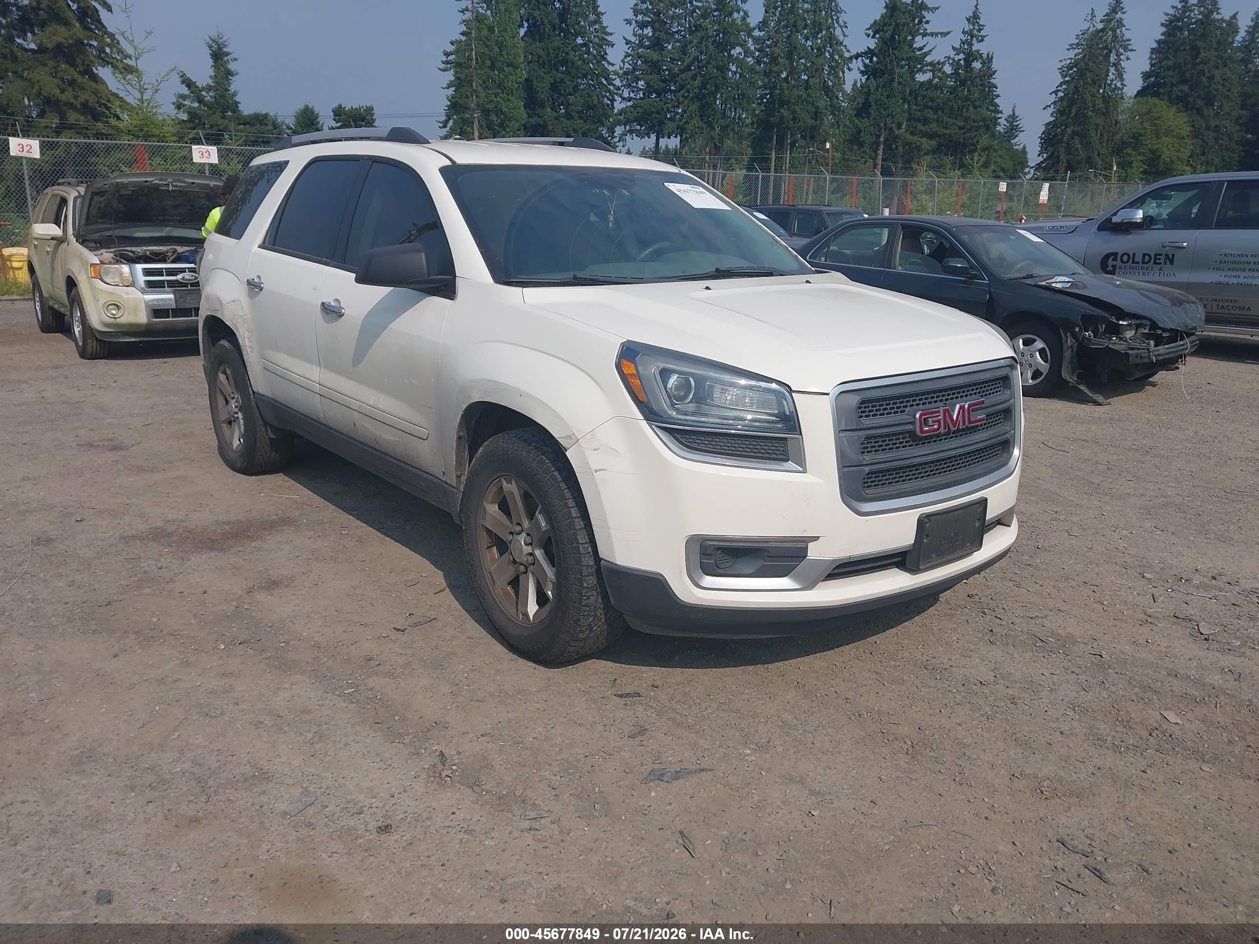 2015 Gmc Acadia Sle-2 White vin: 1GKKRPKD5FJ199612