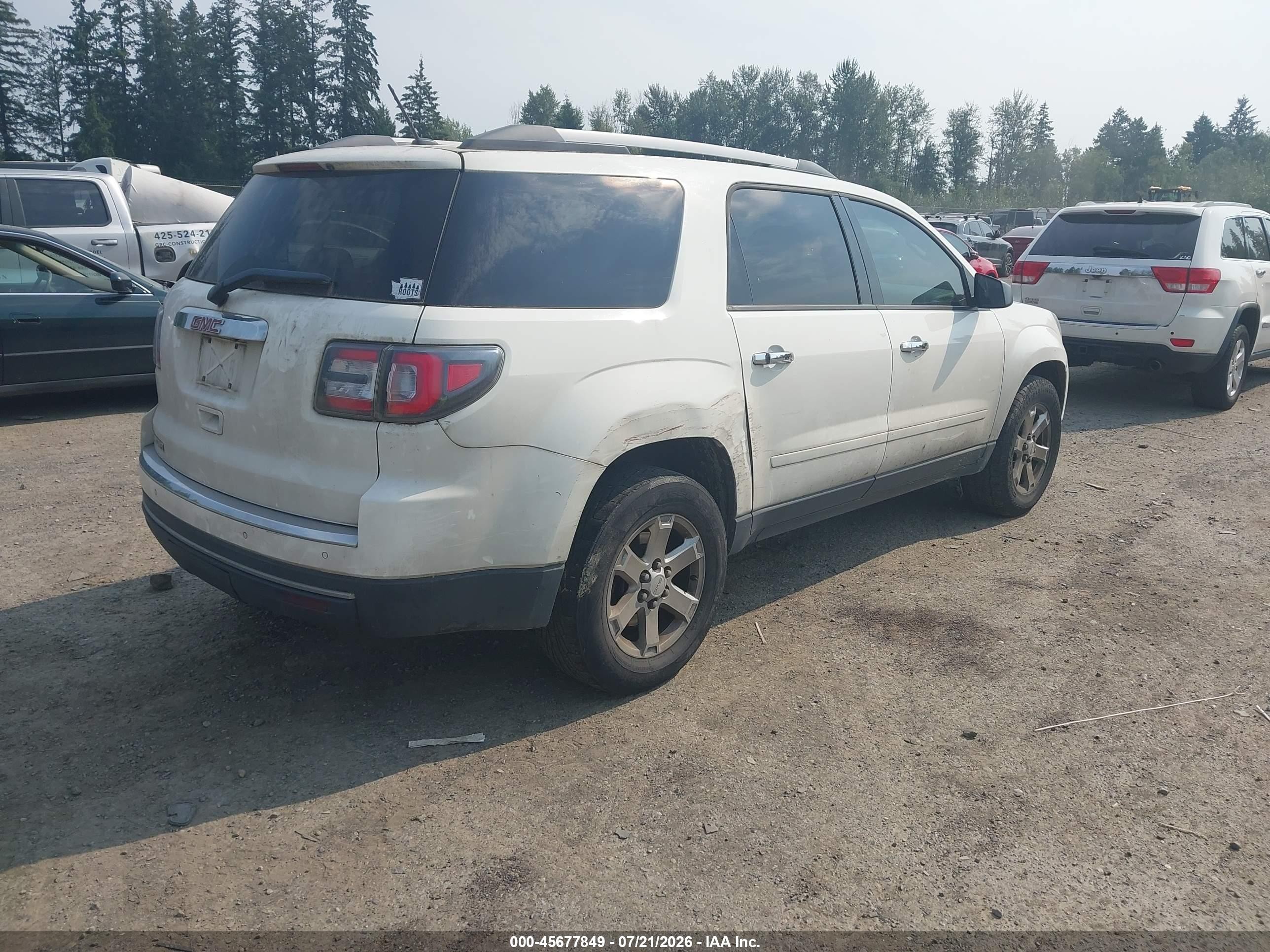 2015 Gmc Acadia Sle-2 White vin: 1GKKRPKD5FJ199612