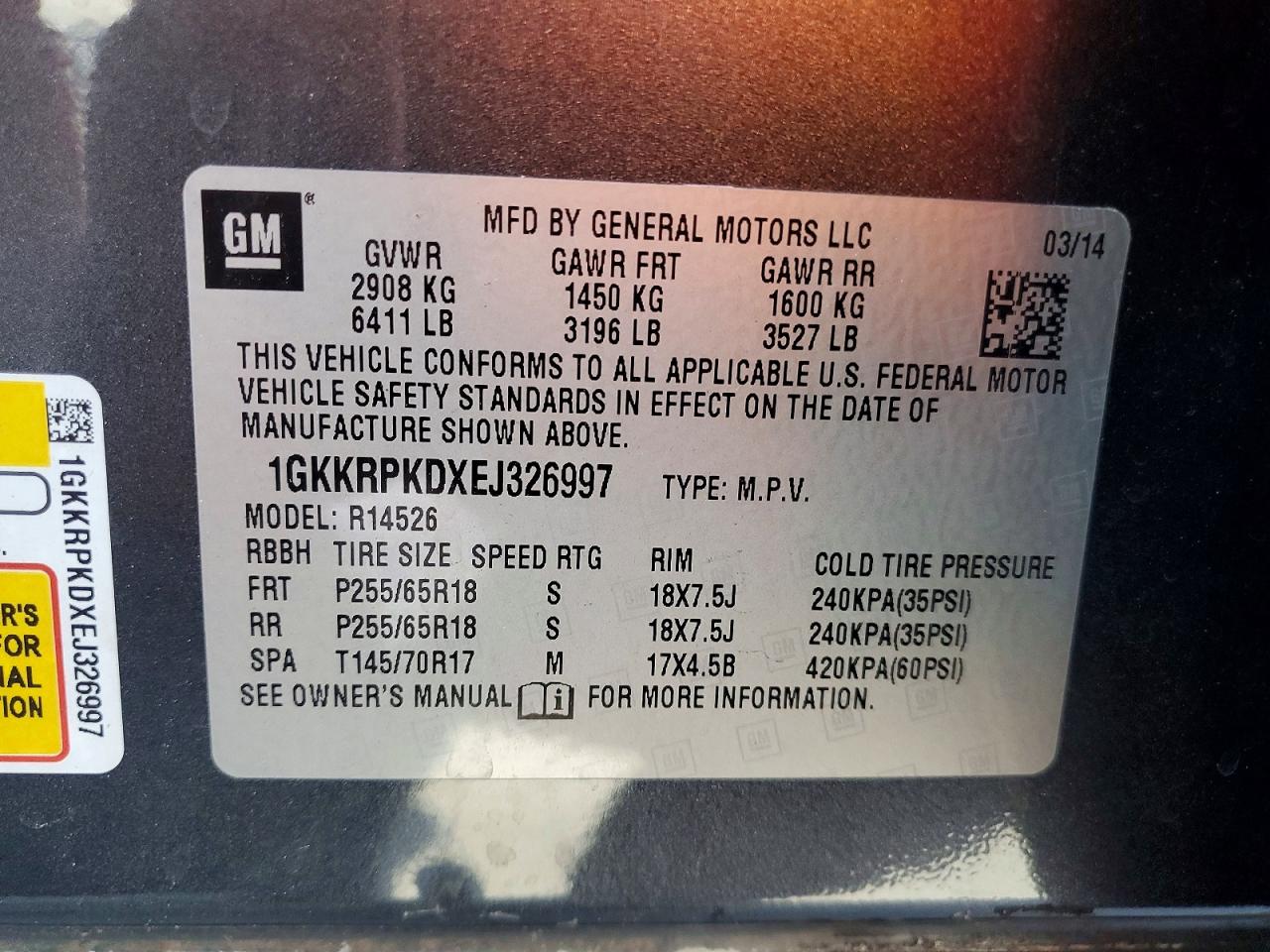 2014 Gmc Acadia Sle Gray vin: 1GKKRPKDXEJ326997