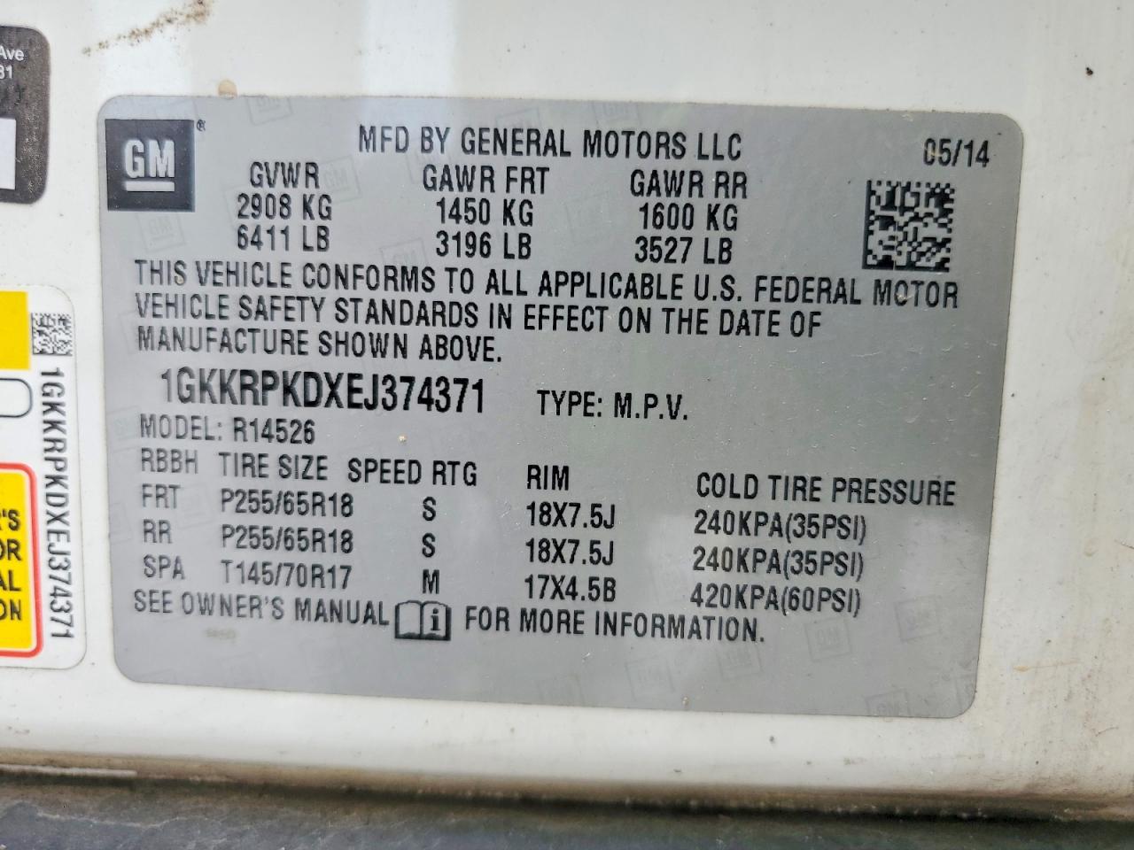 2014 Gmc Acadia Sle Beige vin: 1GKKRPKDXEJ374371