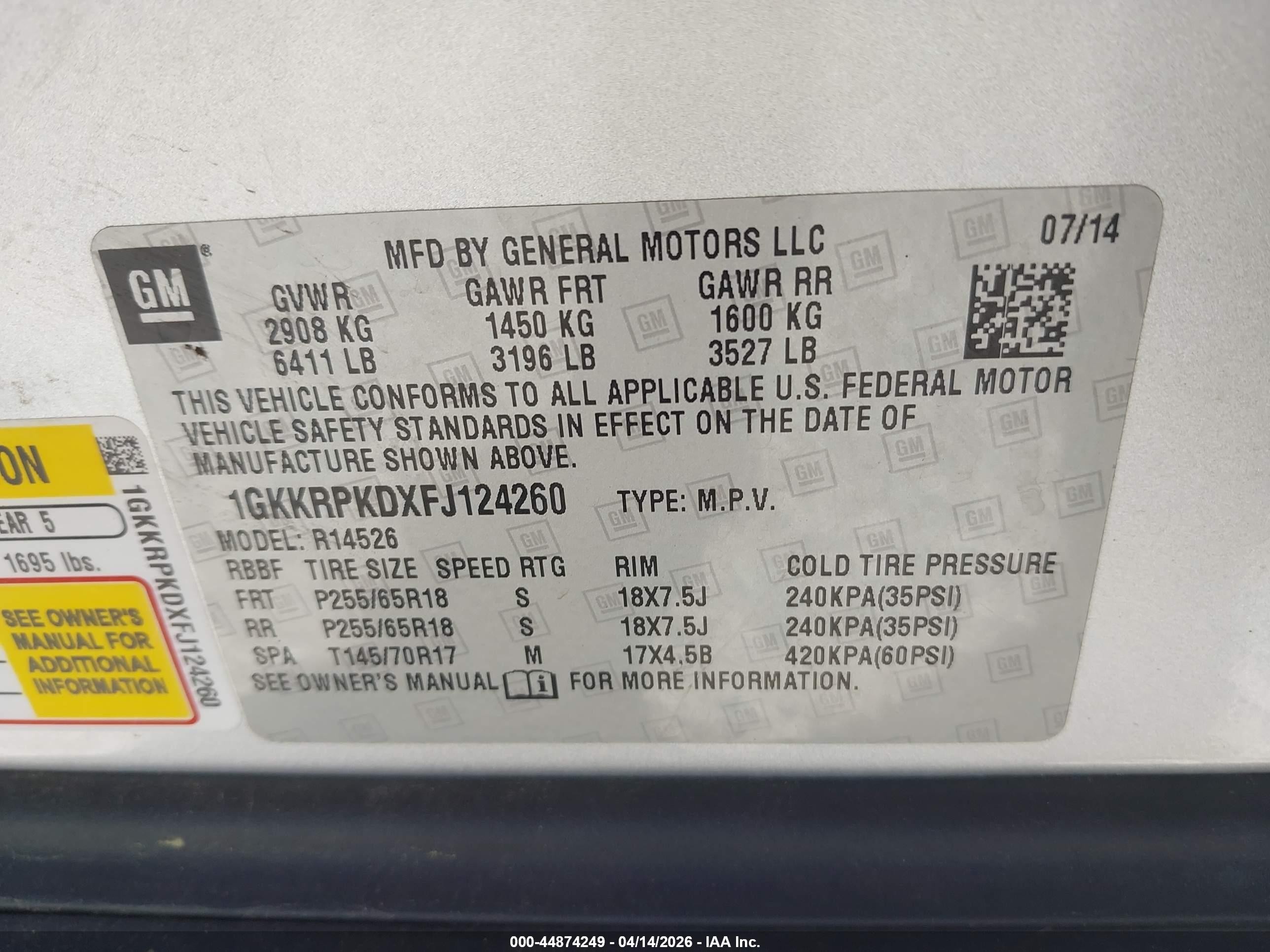 2015 Gmc Acadia Sle-2 Silver vin: 1GKKRPKDXFJ124260