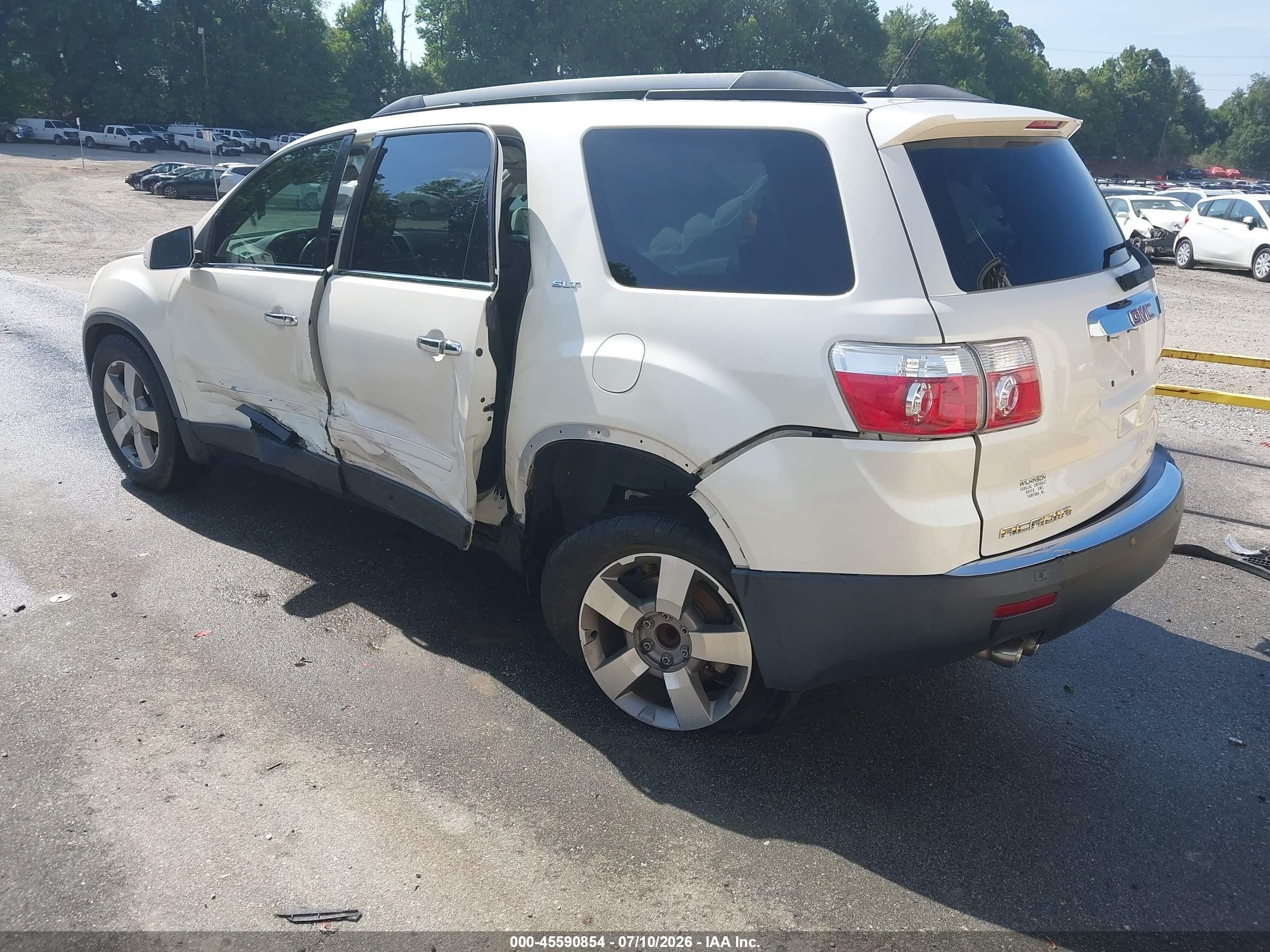 2012 Gmc Acadia Slt-1 White vin: 1GKKRRED3CJ318468