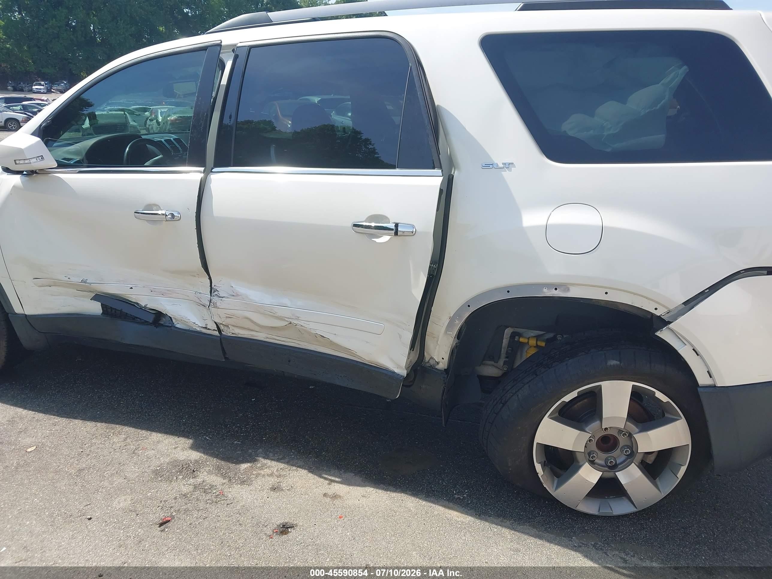 2012 Gmc Acadia Slt-1 White vin: 1GKKRRED3CJ318468