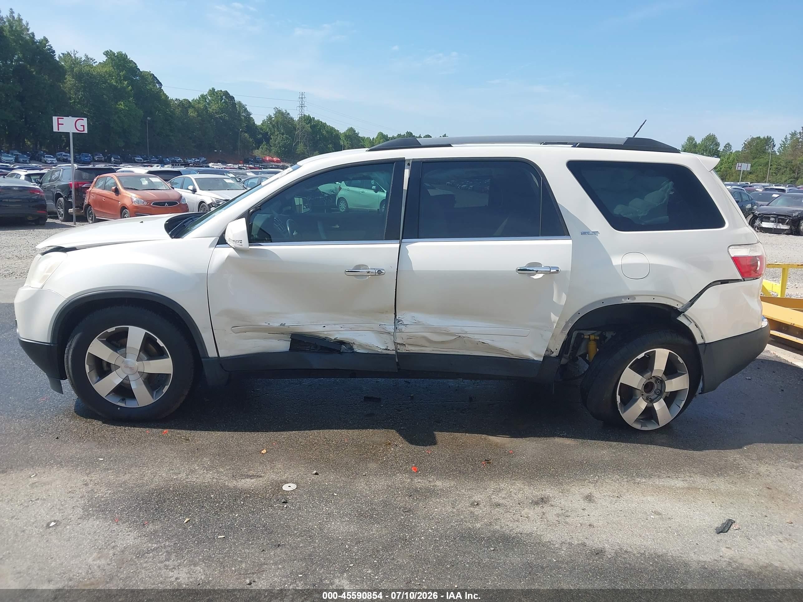 2012 Gmc Acadia Slt-1 White vin: 1GKKRRED3CJ318468