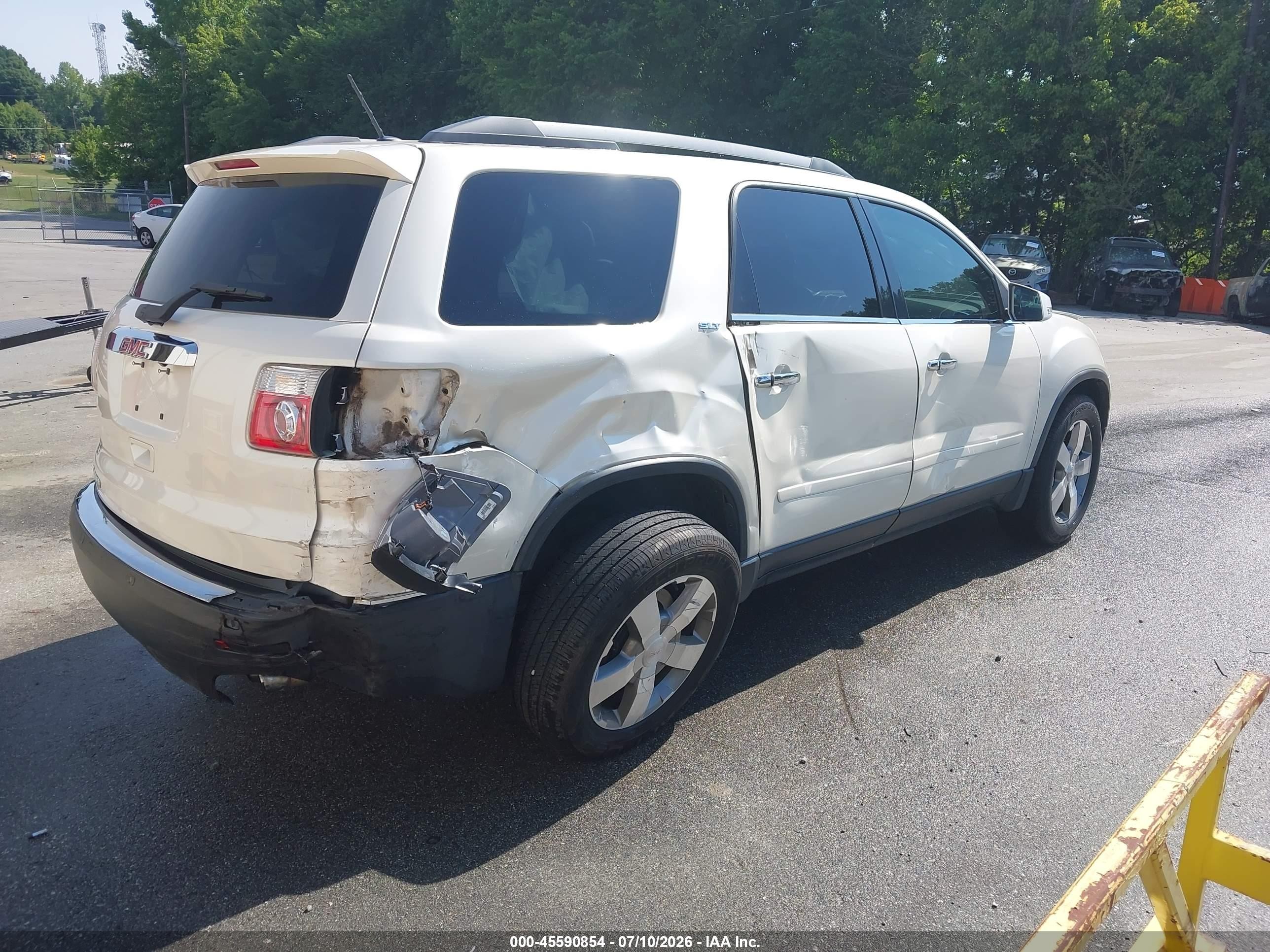 2012 Gmc Acadia Slt-1 White vin: 1GKKRRED3CJ318468