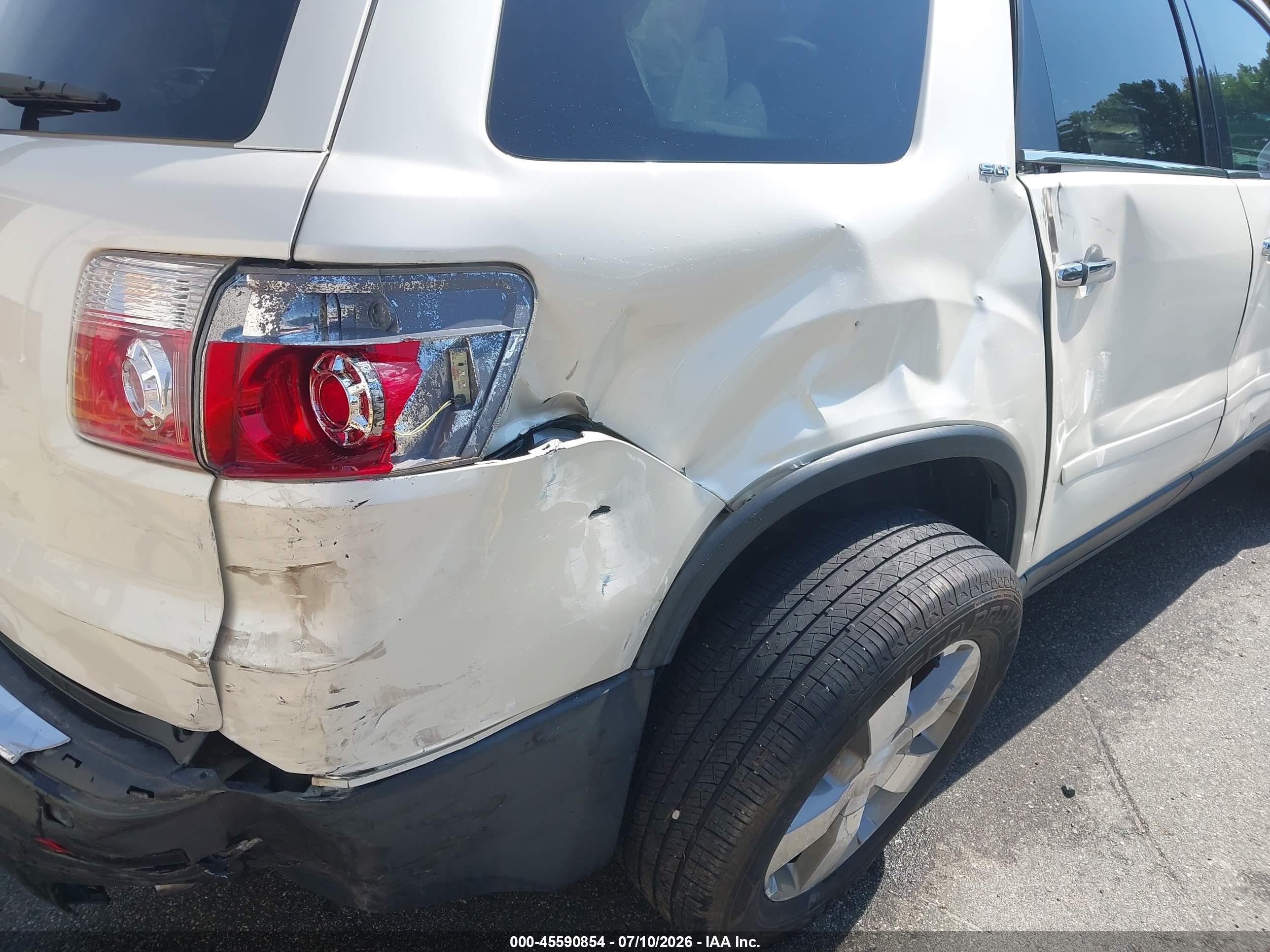 2012 Gmc Acadia Slt-1 White vin: 1GKKRRED3CJ318468