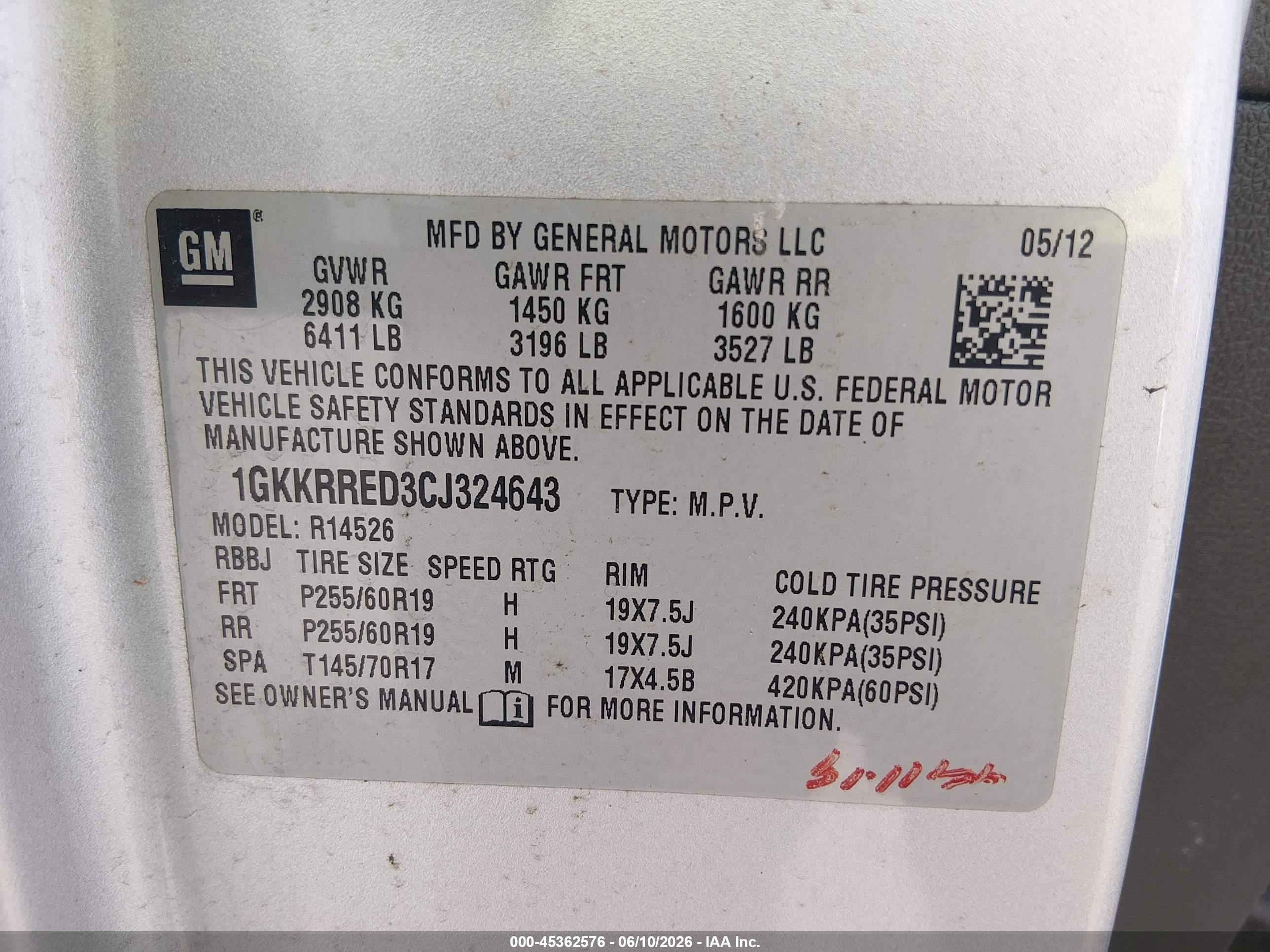 2012 Gmc Acadia Slt-1 Gray vin: 1GKKRRED3CJ324643