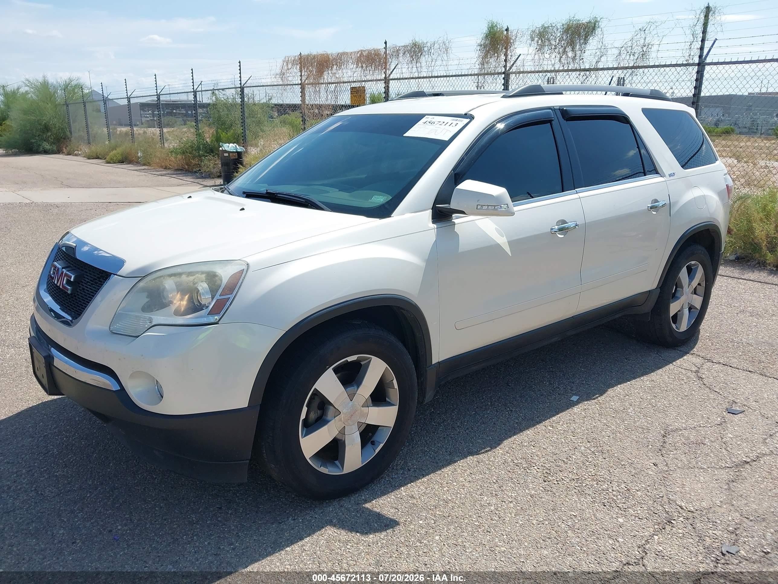 2012 Gmc Acadia Slt-1 White vin: 1GKKRRED6CJ340111