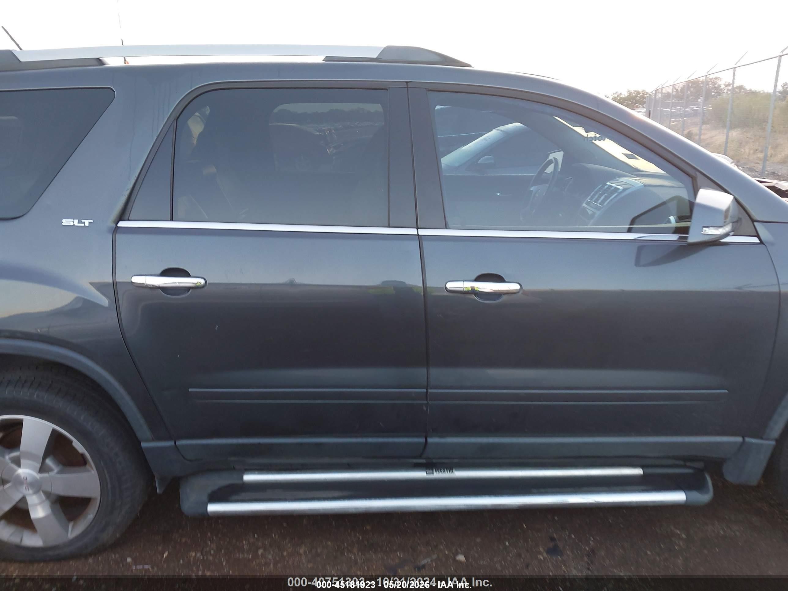 2012 Gmc Acadia Slt1 Black vin: 1GKKRRED9CJ298680